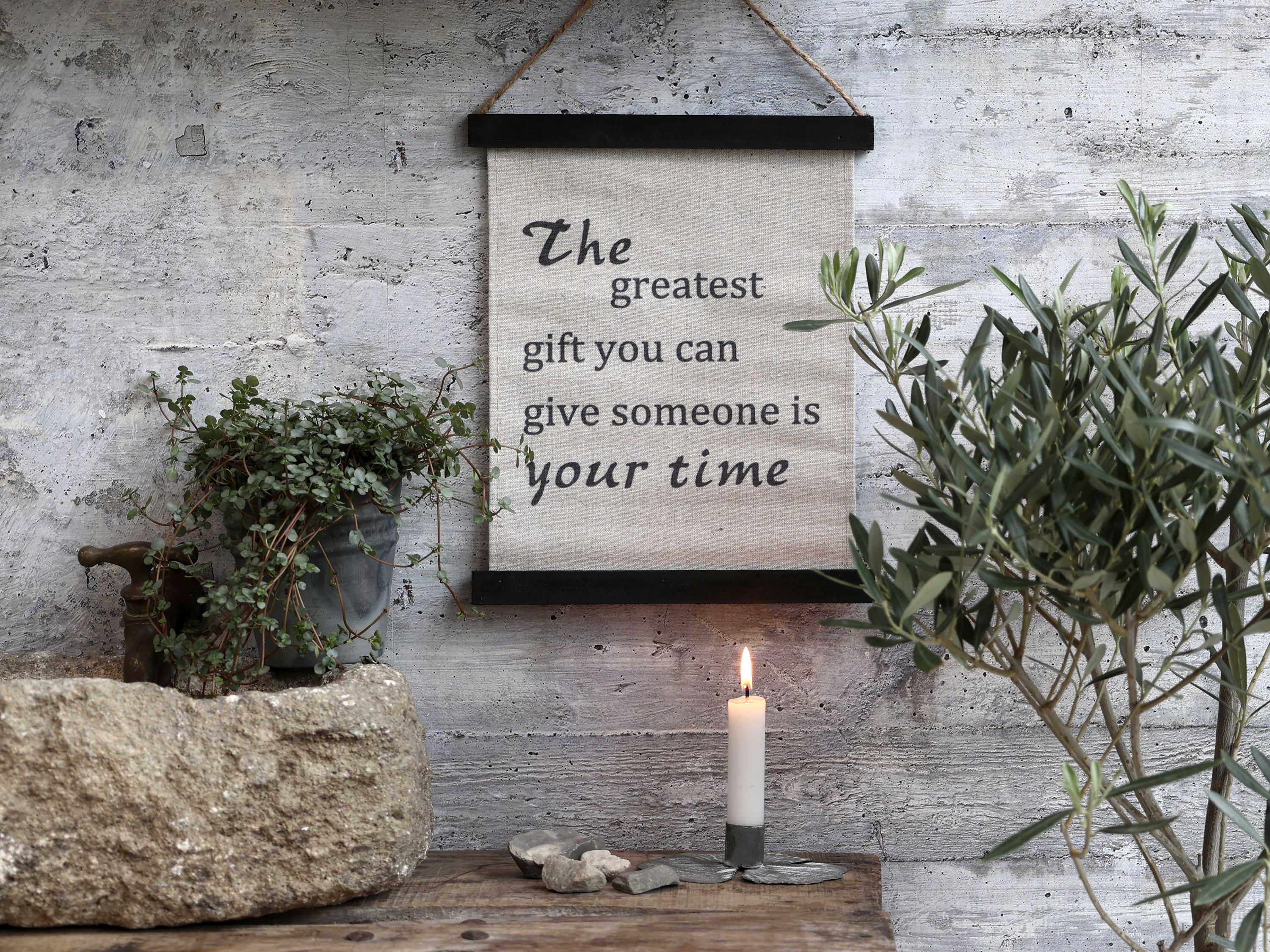 Leinwandbild mit Text, 22x30 cm, antique schwarz
