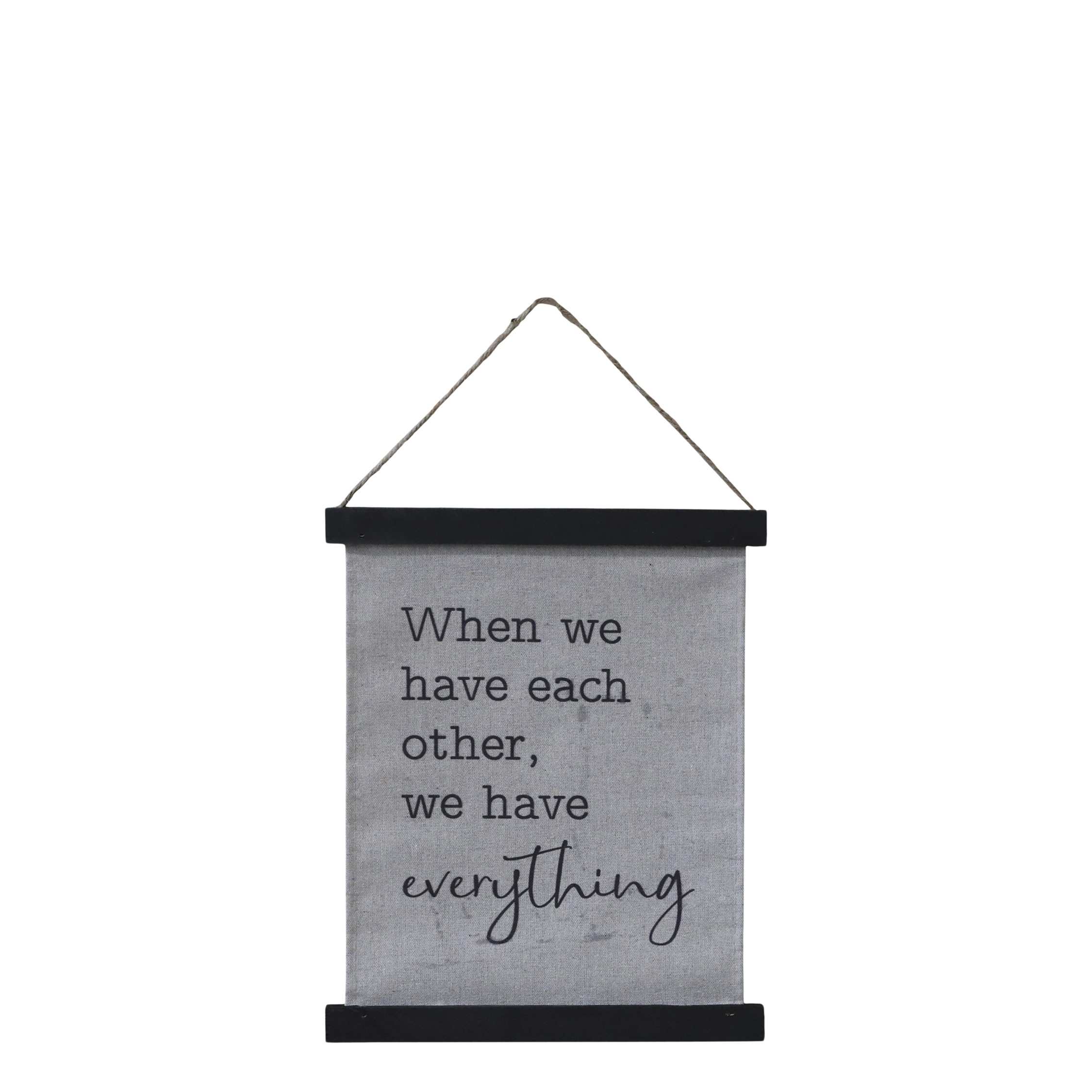 Canvas for hanging w. text H29/L24/W1 cm antique black
