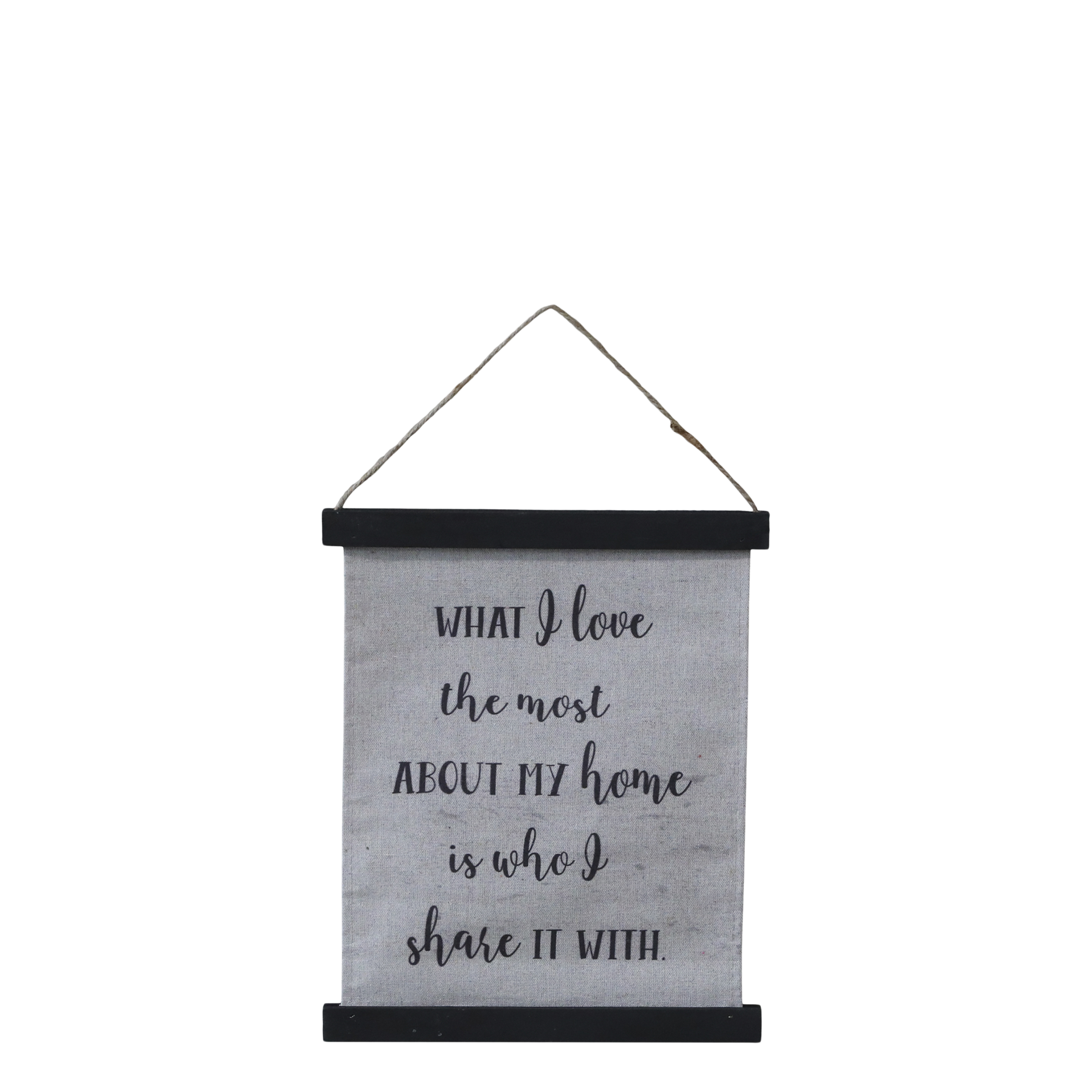 Canvas for hanging w. text H29/L24/W1 cm antique black