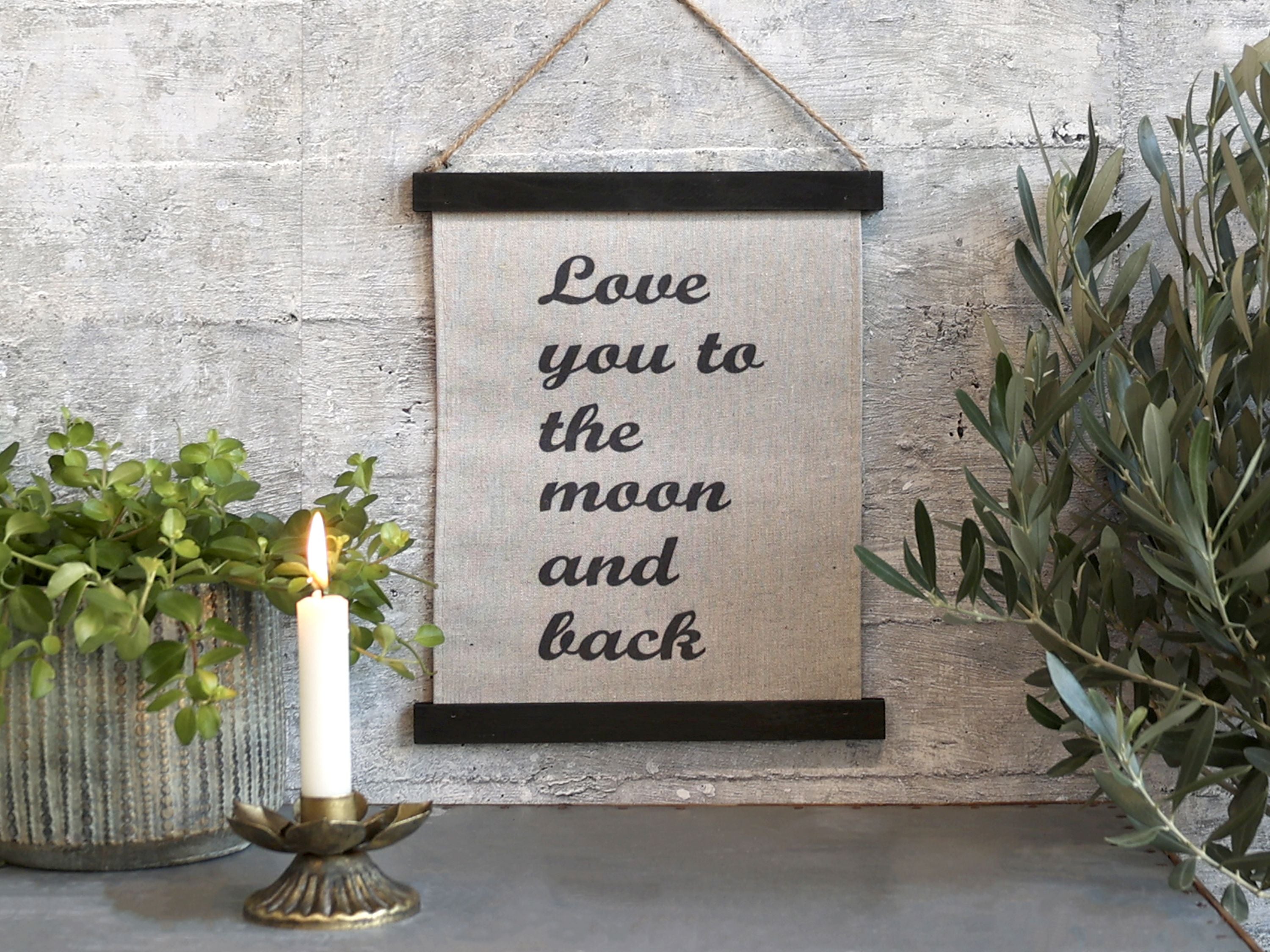 Leinwandbild mit Text, 29x24 cm, antique schwarz