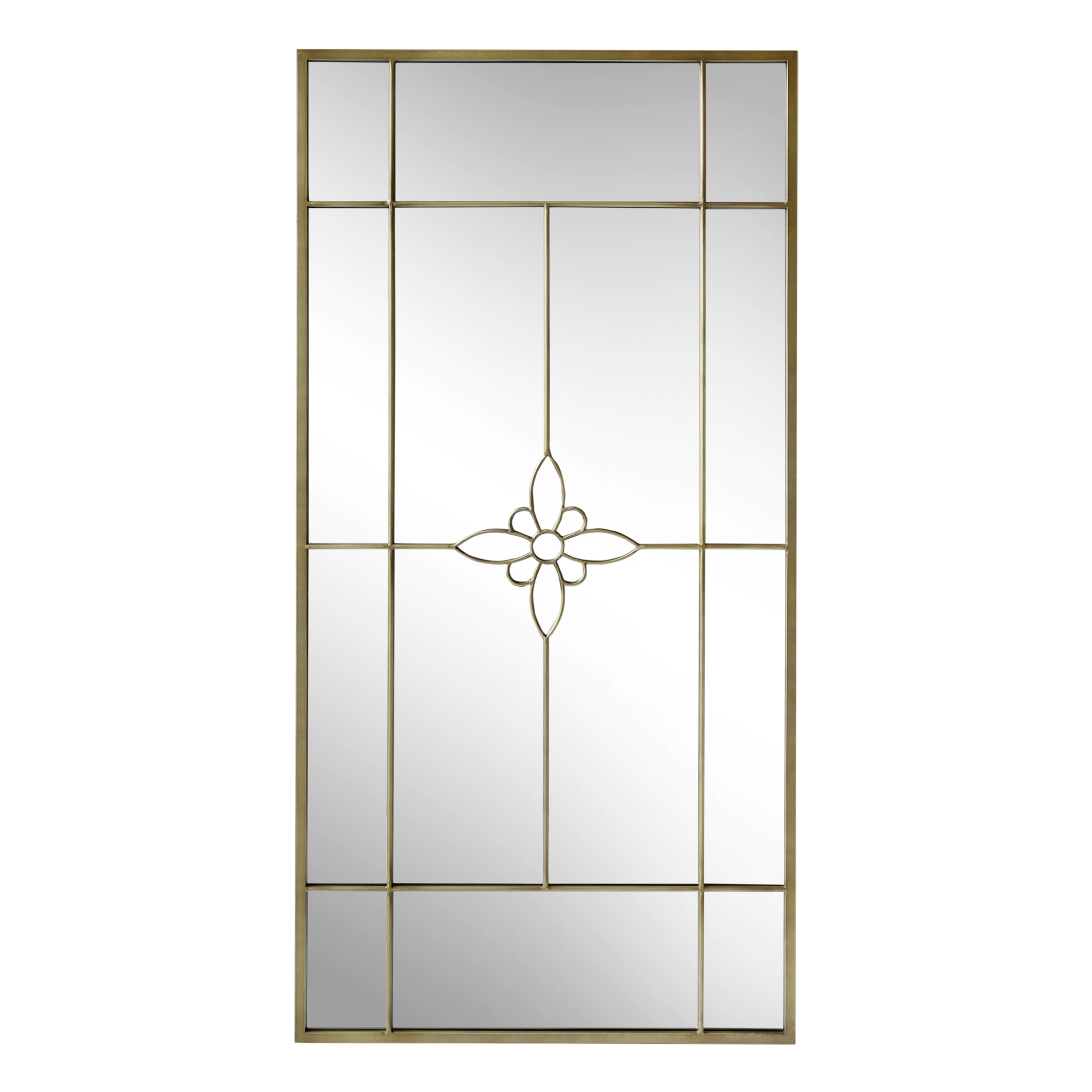 Wandspiegel mit Blumenmotiv aus Eisen und Glas, 180 cm hoch
