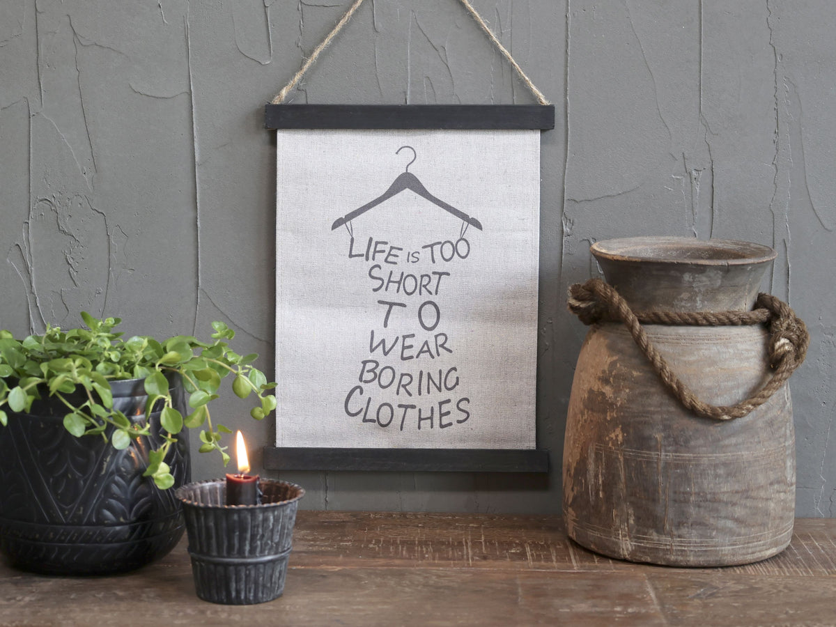 Leinwandbild mit Spruch, 29 cm hoch, antique schwarz