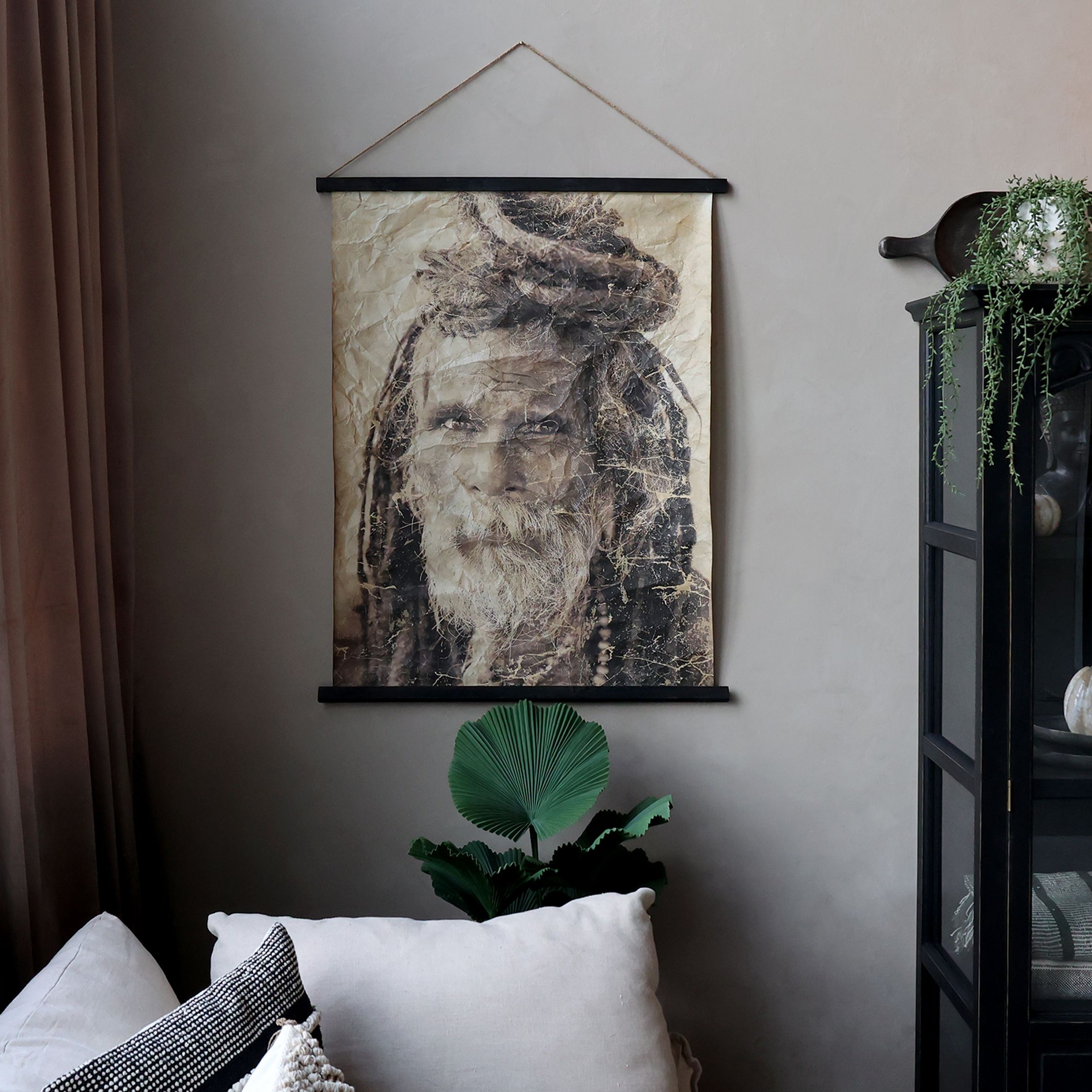 Leinwandbild mit Mann, 97 cm hoch, 76 cm breit