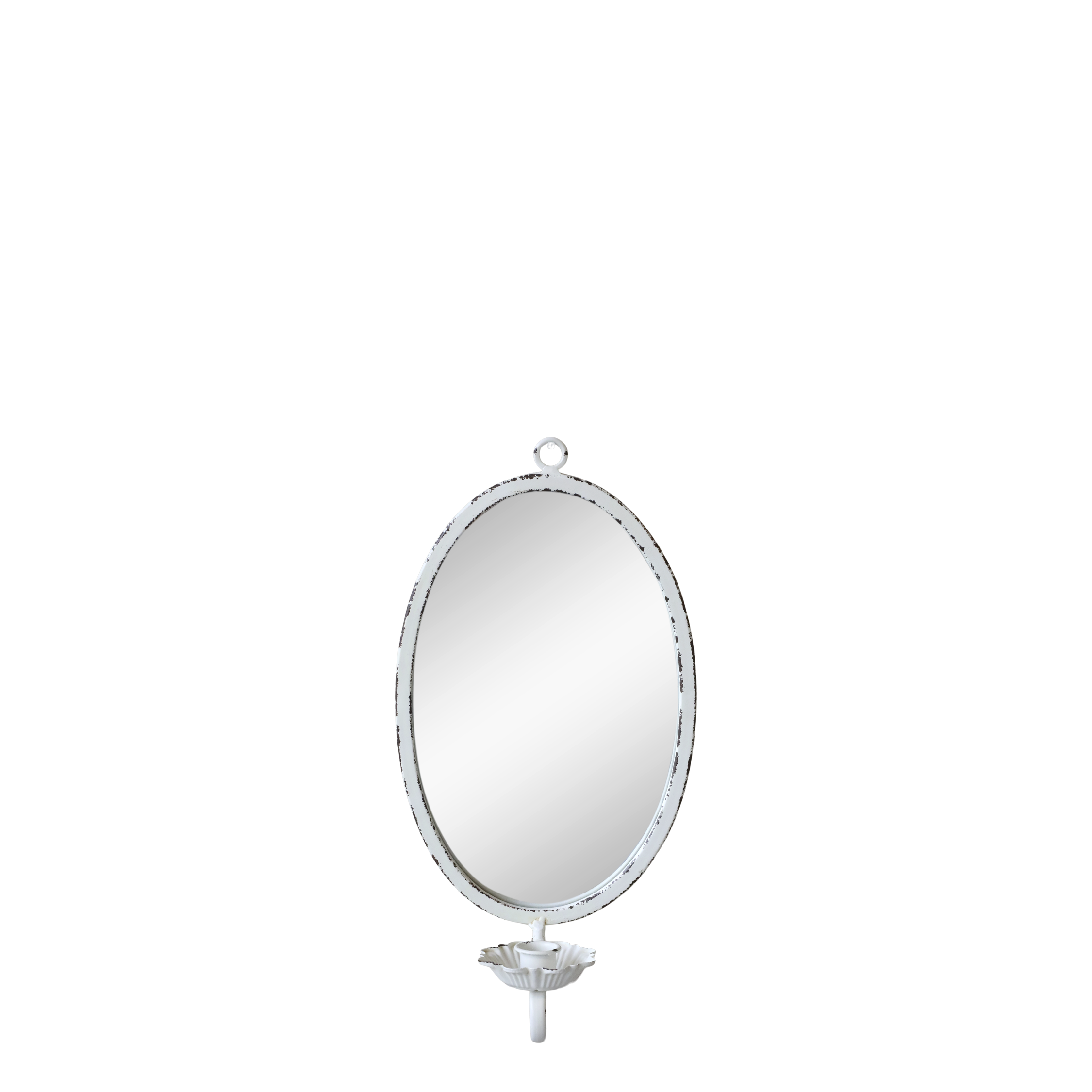 Kerzenständer mit Spiegel und Lichthalter, antique creme