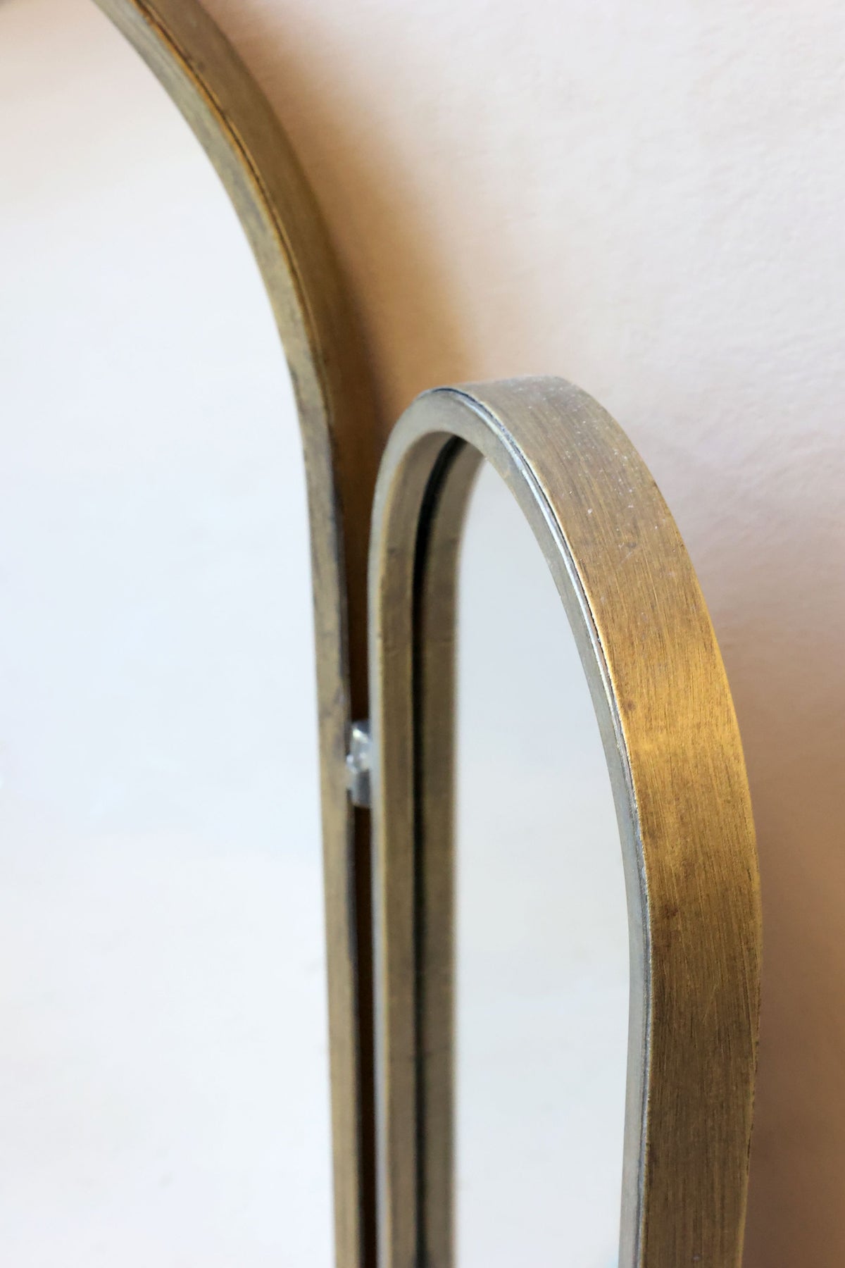 Dreiflügeliger Spiegel antique messing 65 cm hoch