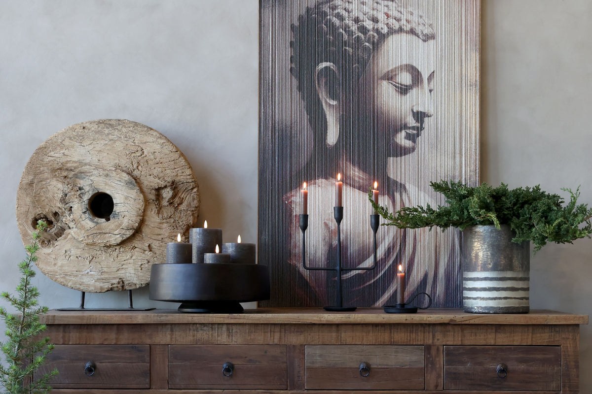 Bilderrahmen mit Buddha-Motiv, Naturrahmen 70x120 cm