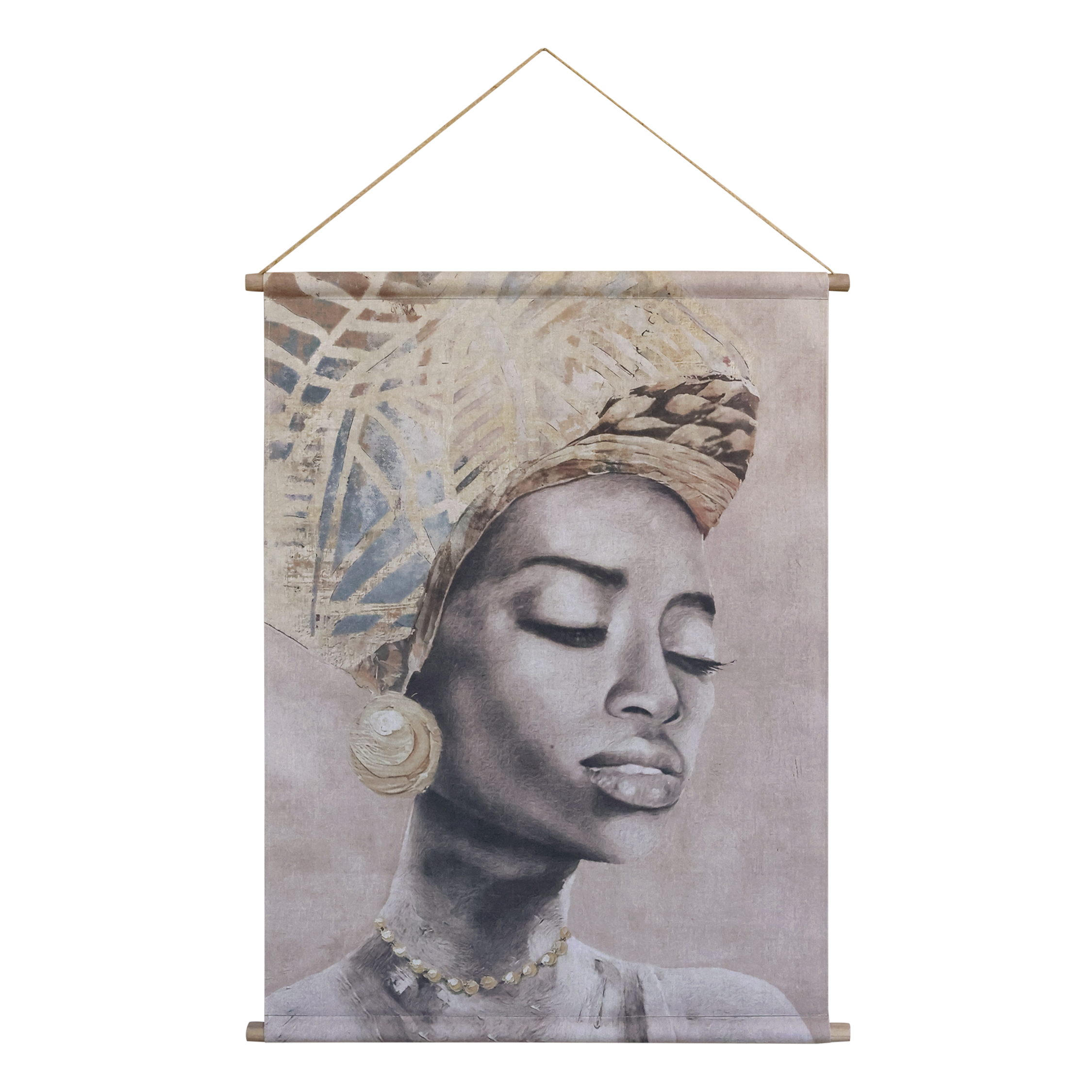 Canvas for hanging w. woman H97/L76 cm nature