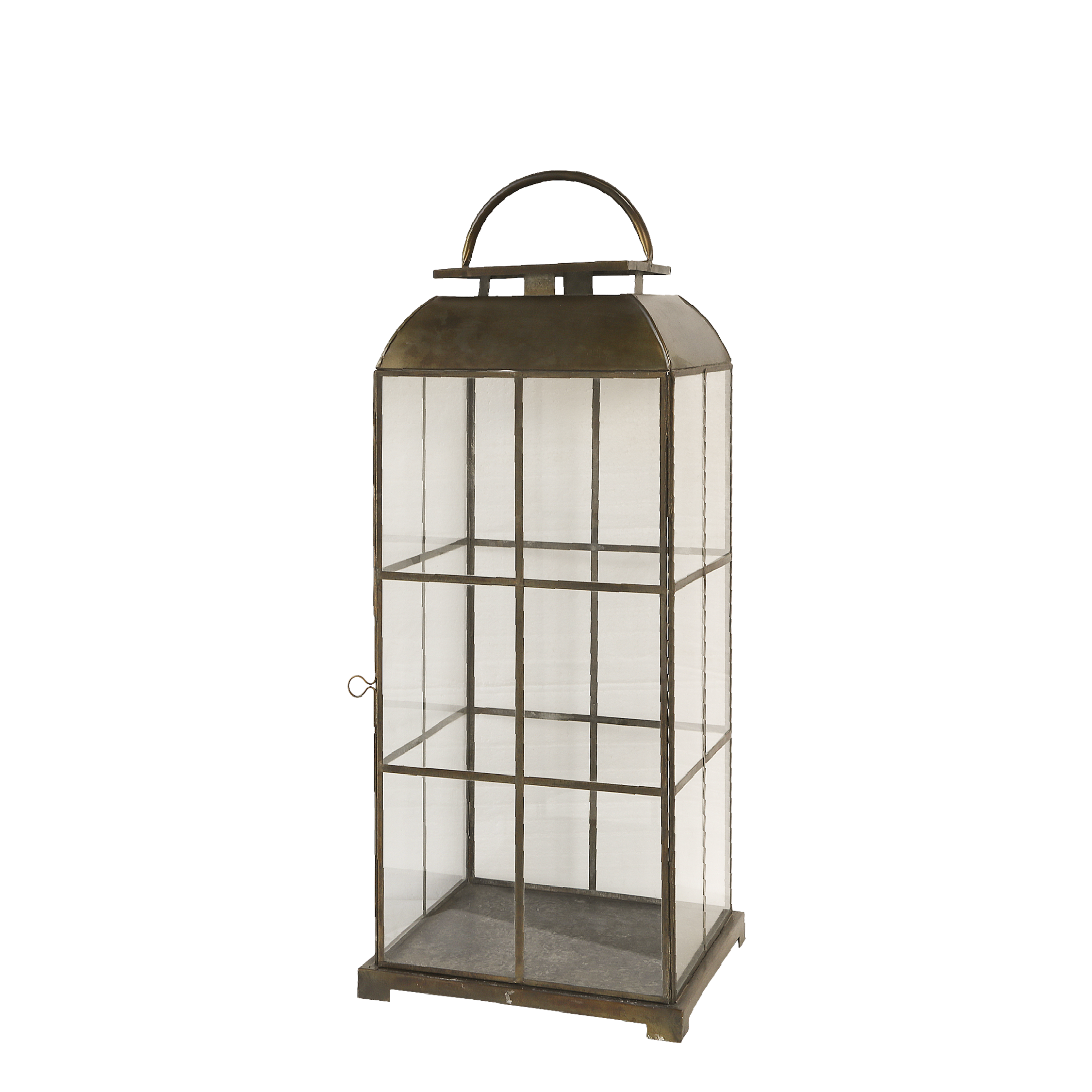 Lantern w. grid H64/L24/W24 cm antique brass