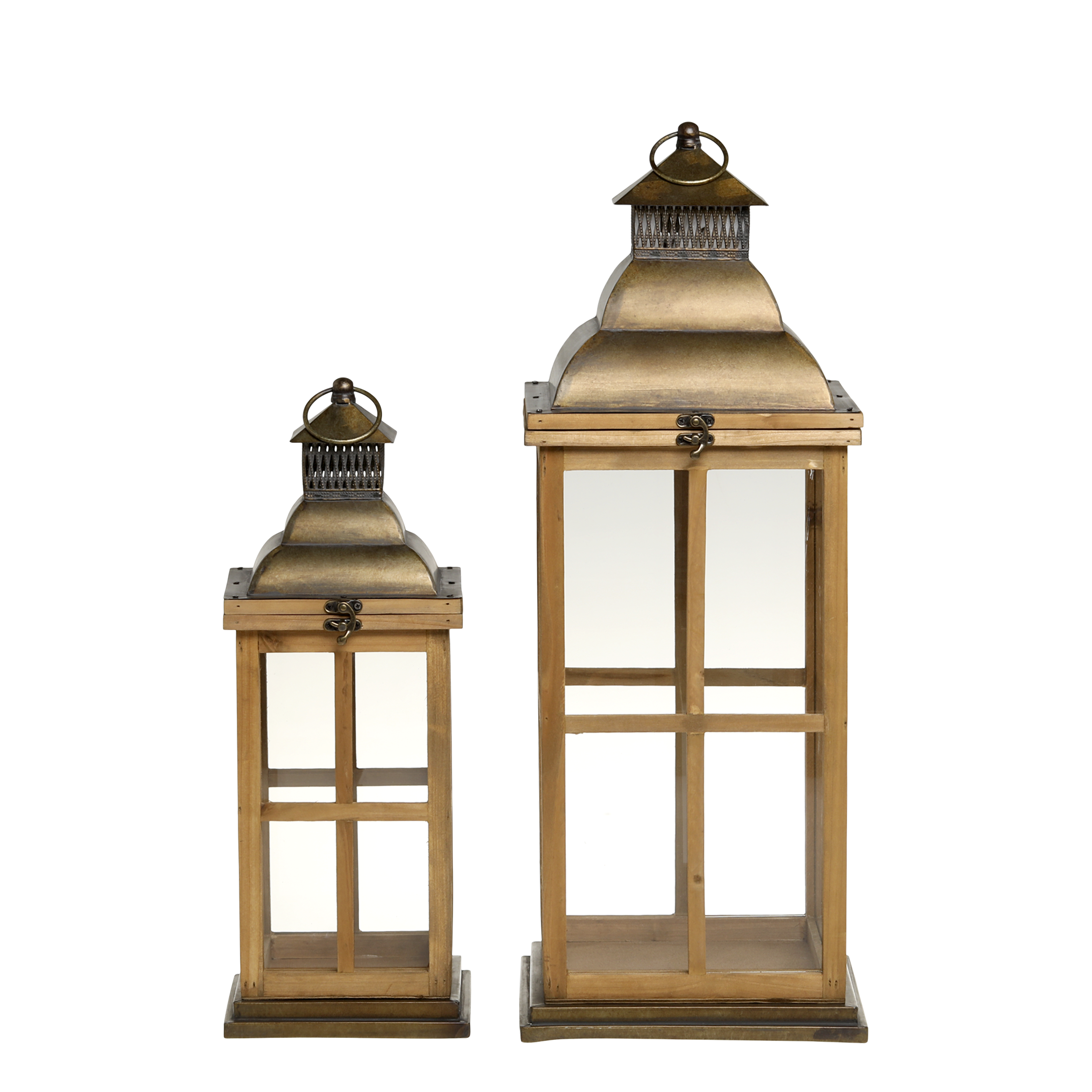 Laterne mit Dekor Set von 2 – natur, 67 cm hoch