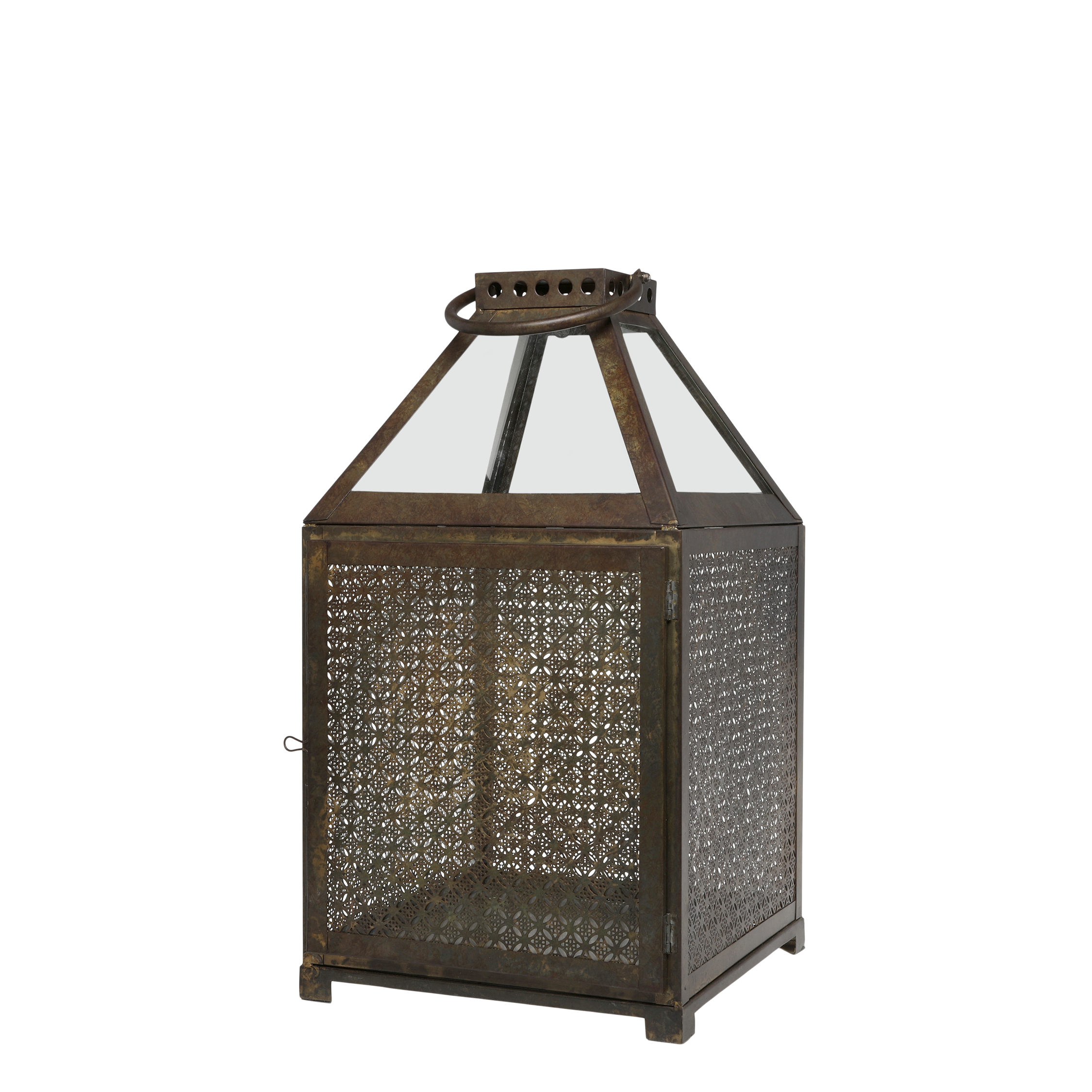 Lantern w. glass roof H50/L28/W28 cm antique brass