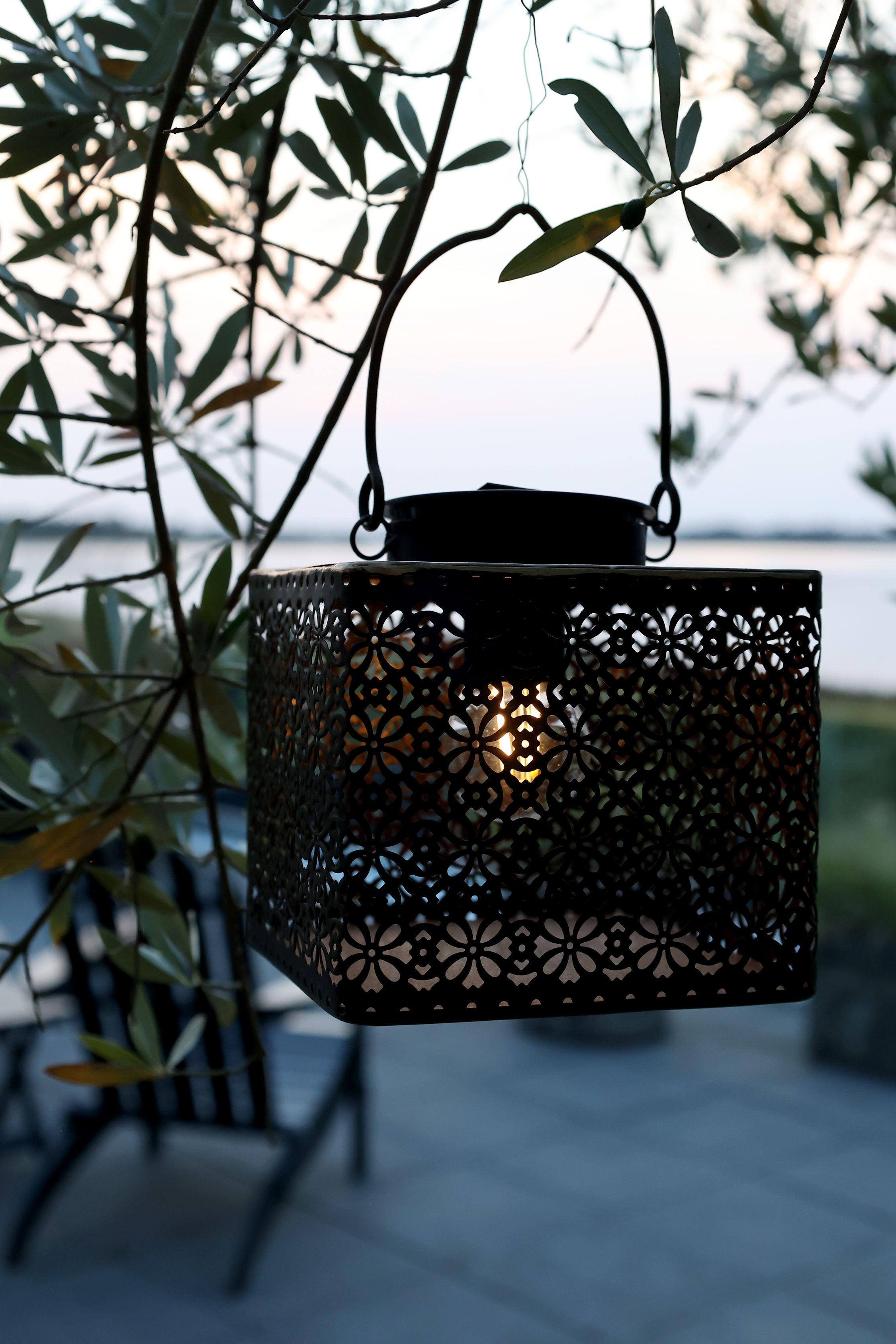 Solarlaterne mit LED-Glühbirne E27, antik Messing, 14 cm