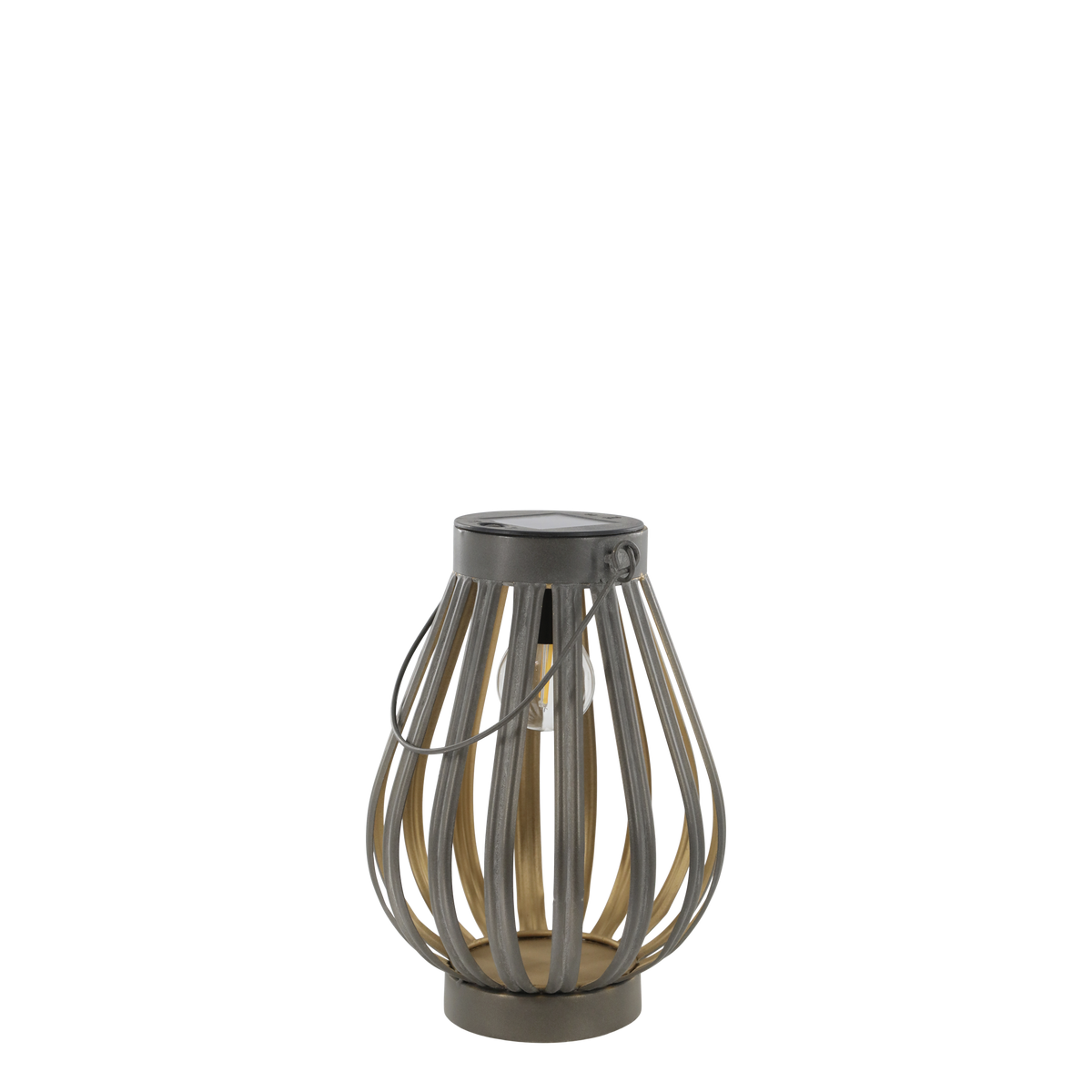 Solarlaterne mit LED-Glühbirne E27, antique zink, 23 cm hoch