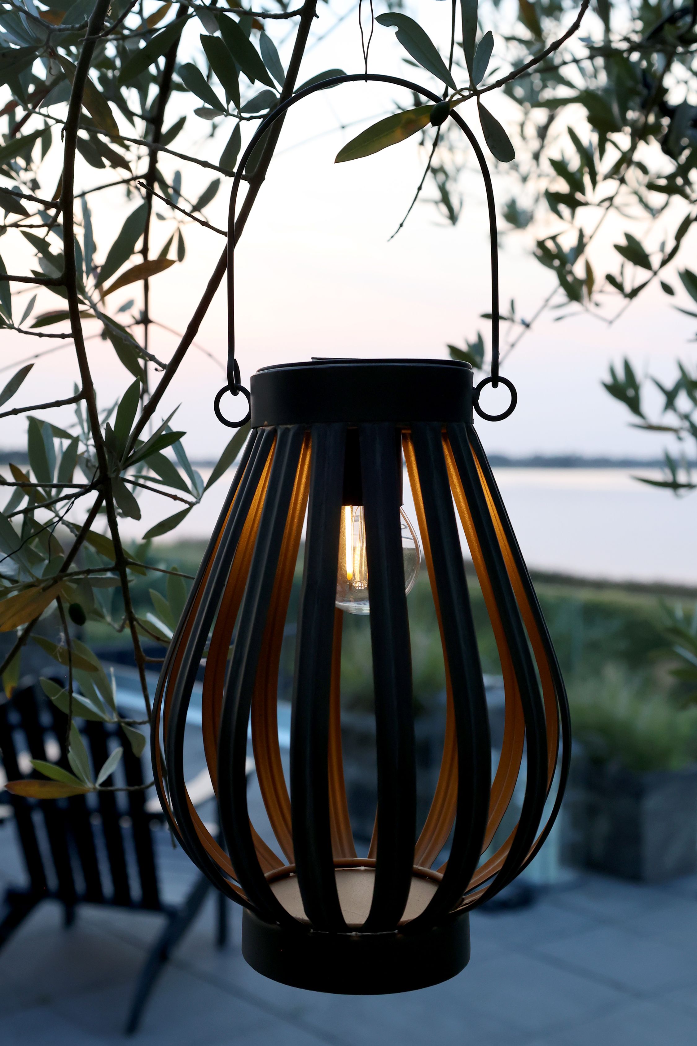 Solarlaterne mit LED-Glühbirne E27, antique zink, 23 cm hoch