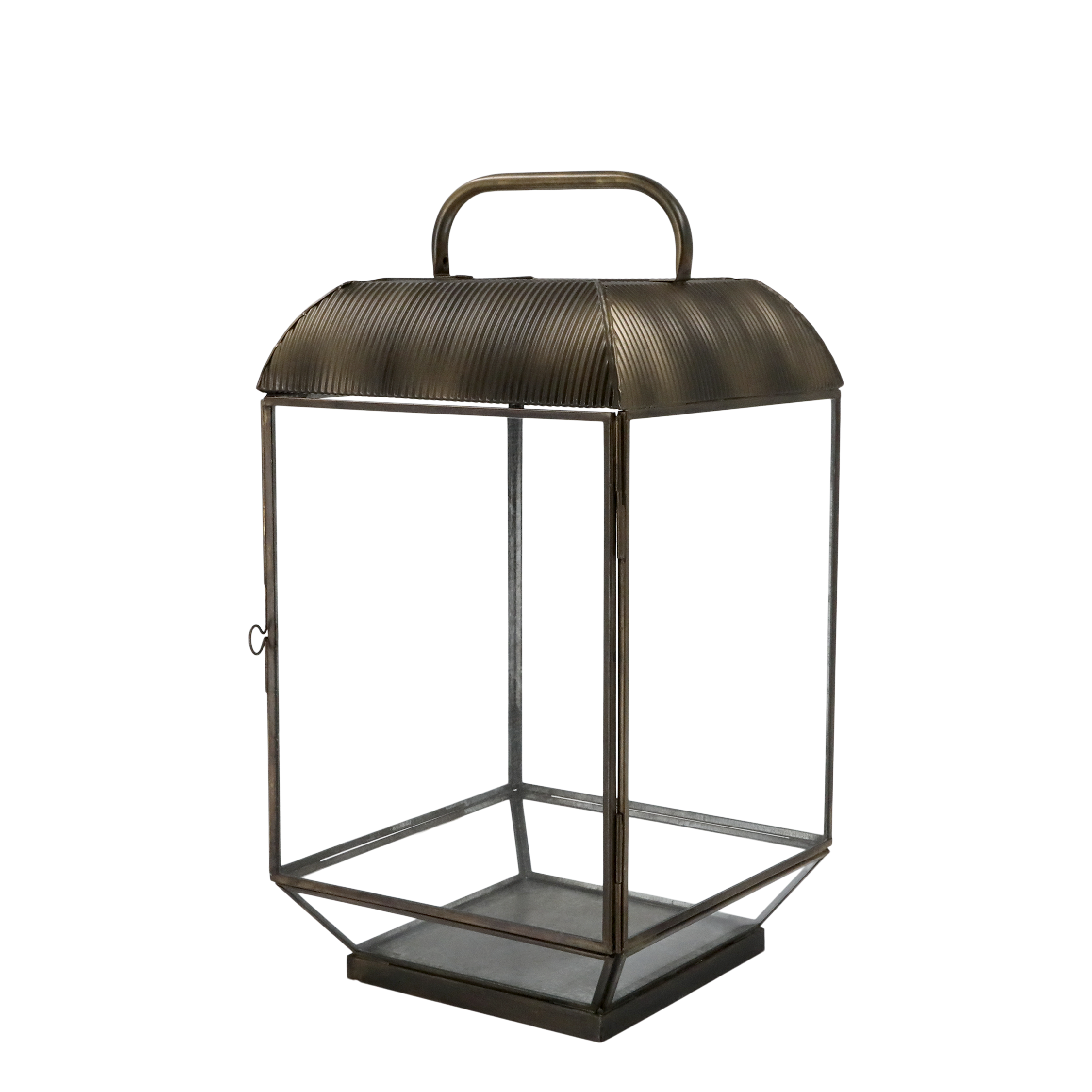 Lantern w. pattern H55/L30/W30 cm antique brass