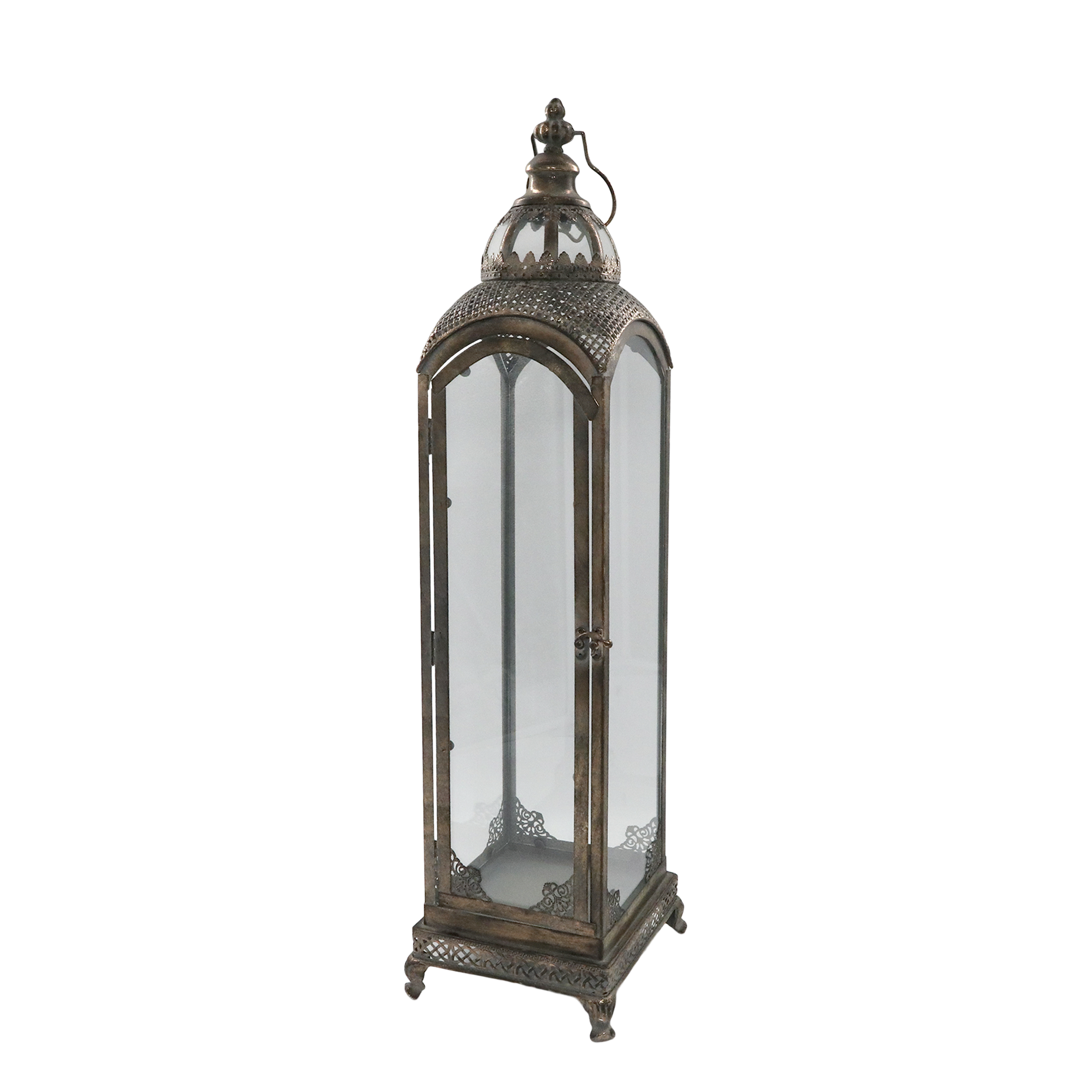Lantern w. décor H81/L20/W20 cm antique gold