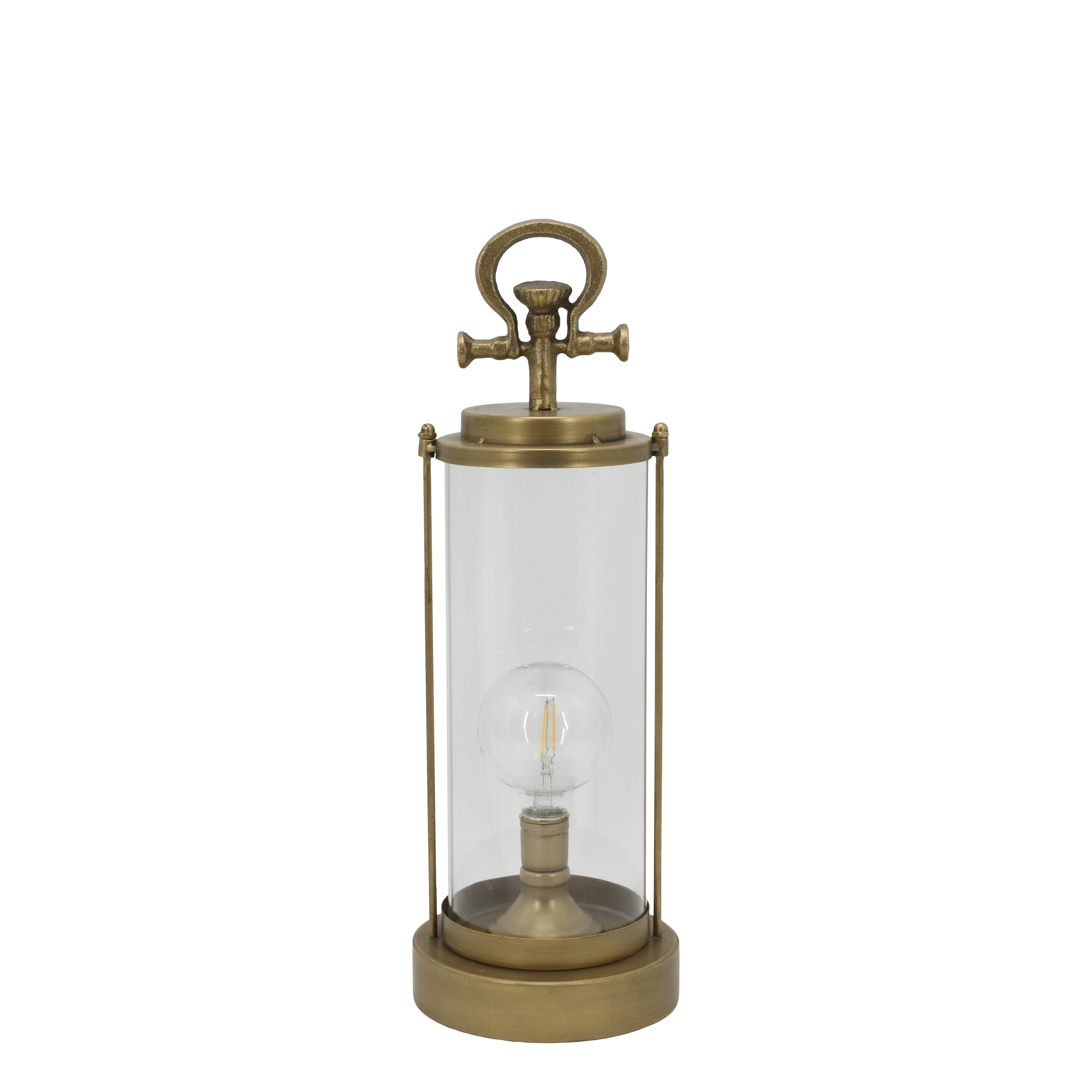 Stalllaterne antique messing mit E12-Fassung, 46 cm hoch