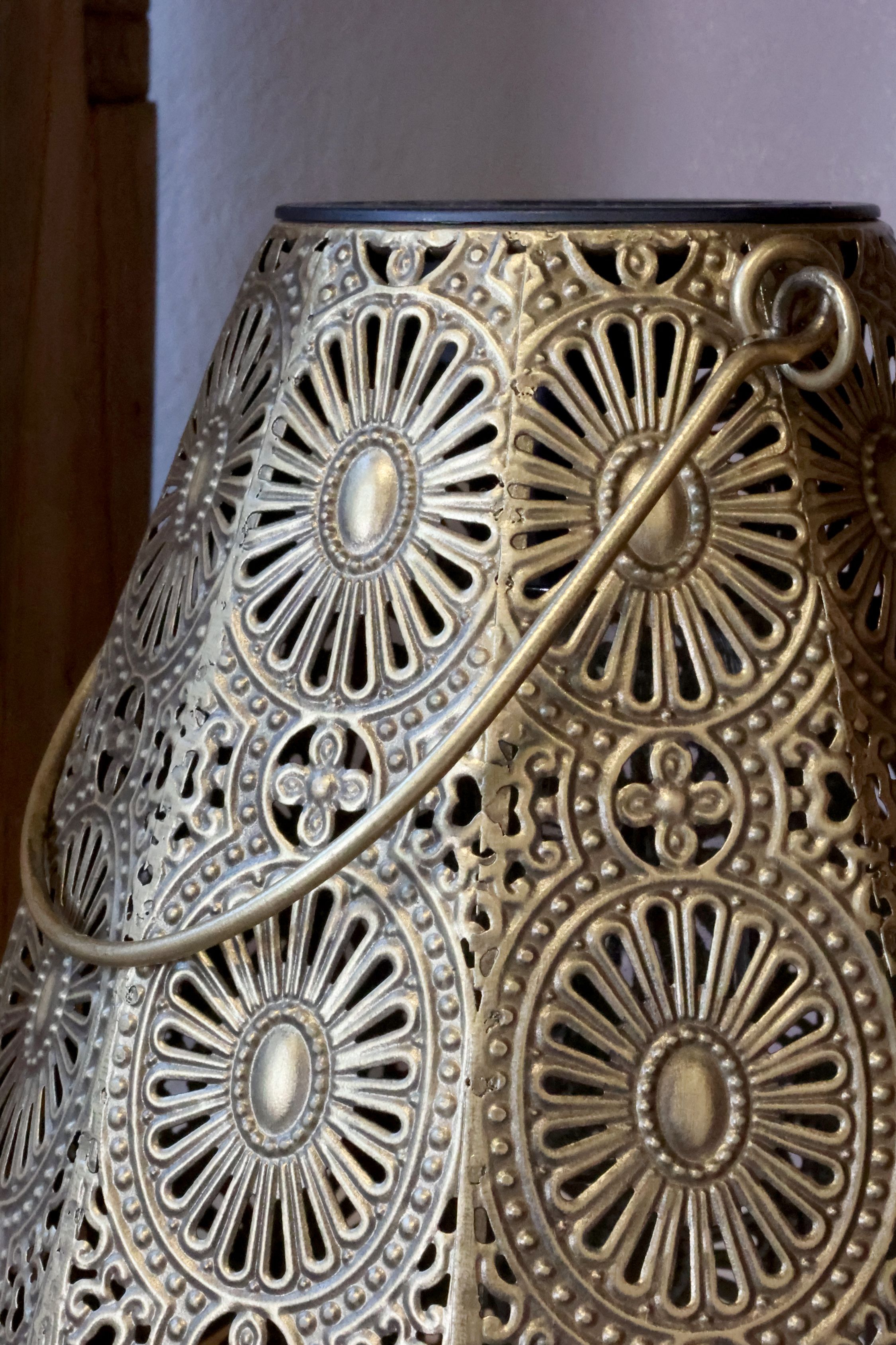 Solarlaterne mit LED-Glühbirne E27, antik messing, 25 cm