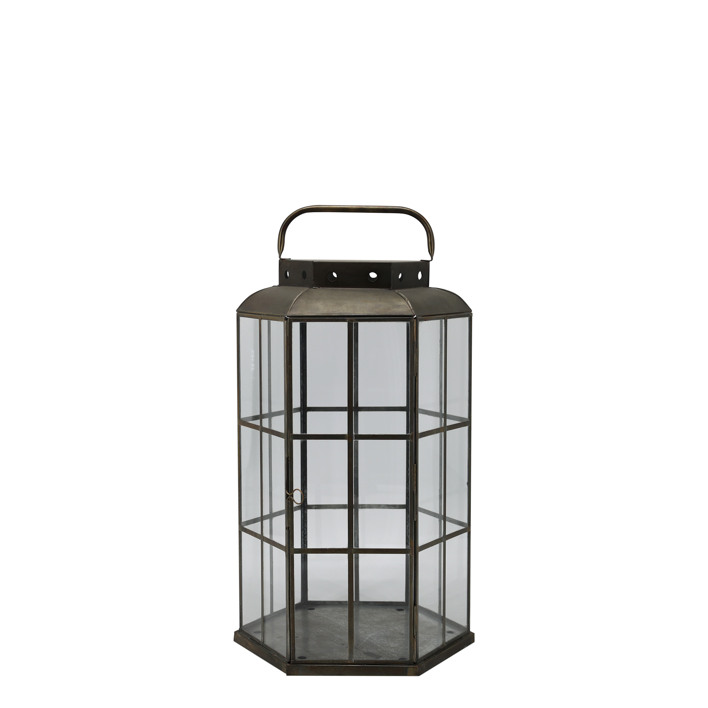 Lantern hexagonal H52/L30/W26 cm antique brass
