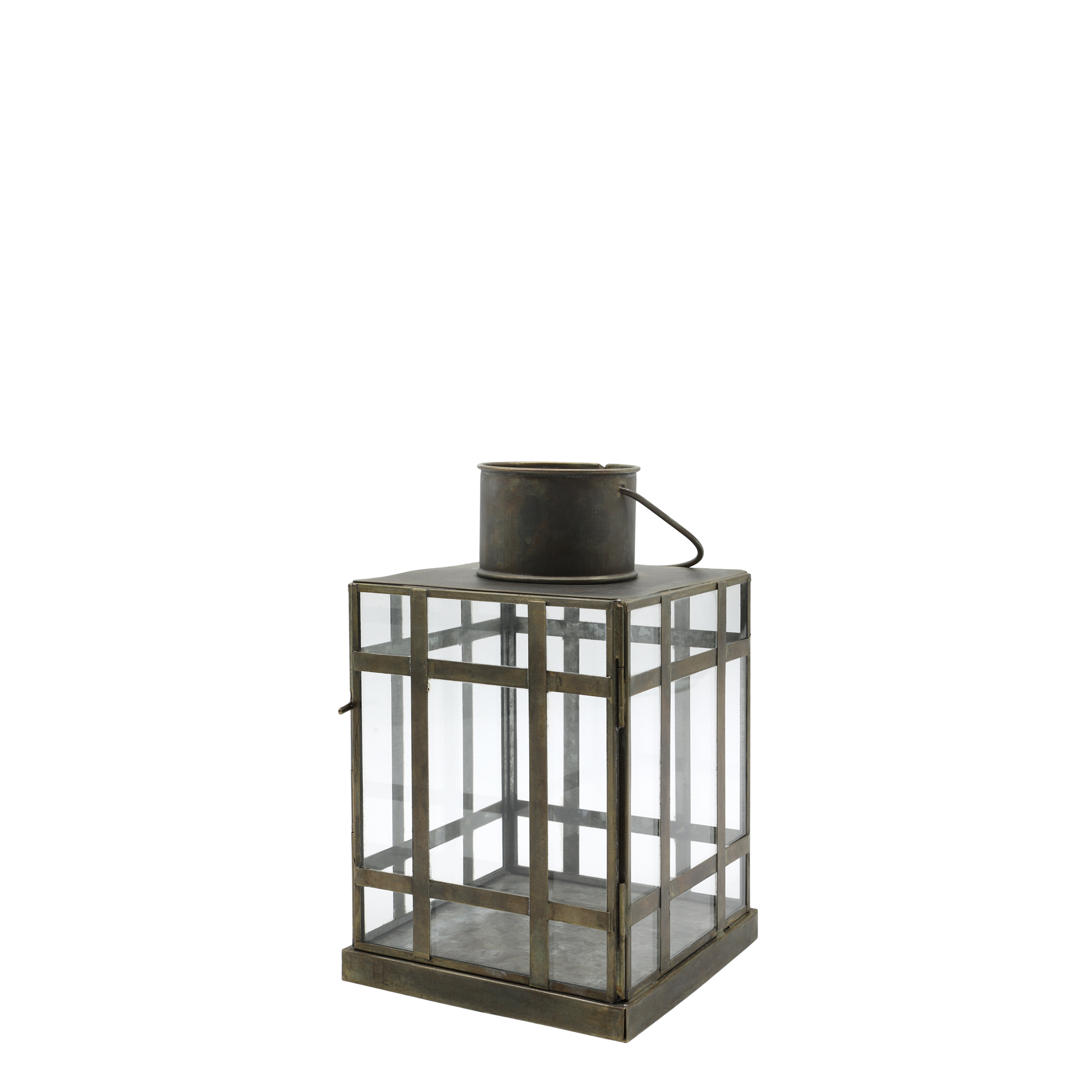 Lantern H23/L13.5/W13.5 cm antique brass