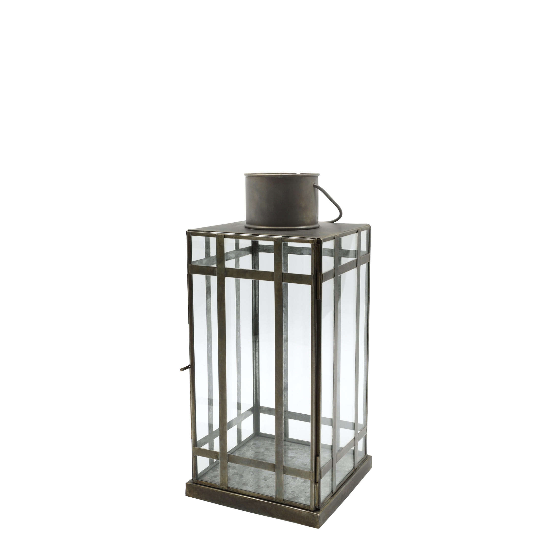 Lantern H32.5/L13.5/W13.5 cm antique brass