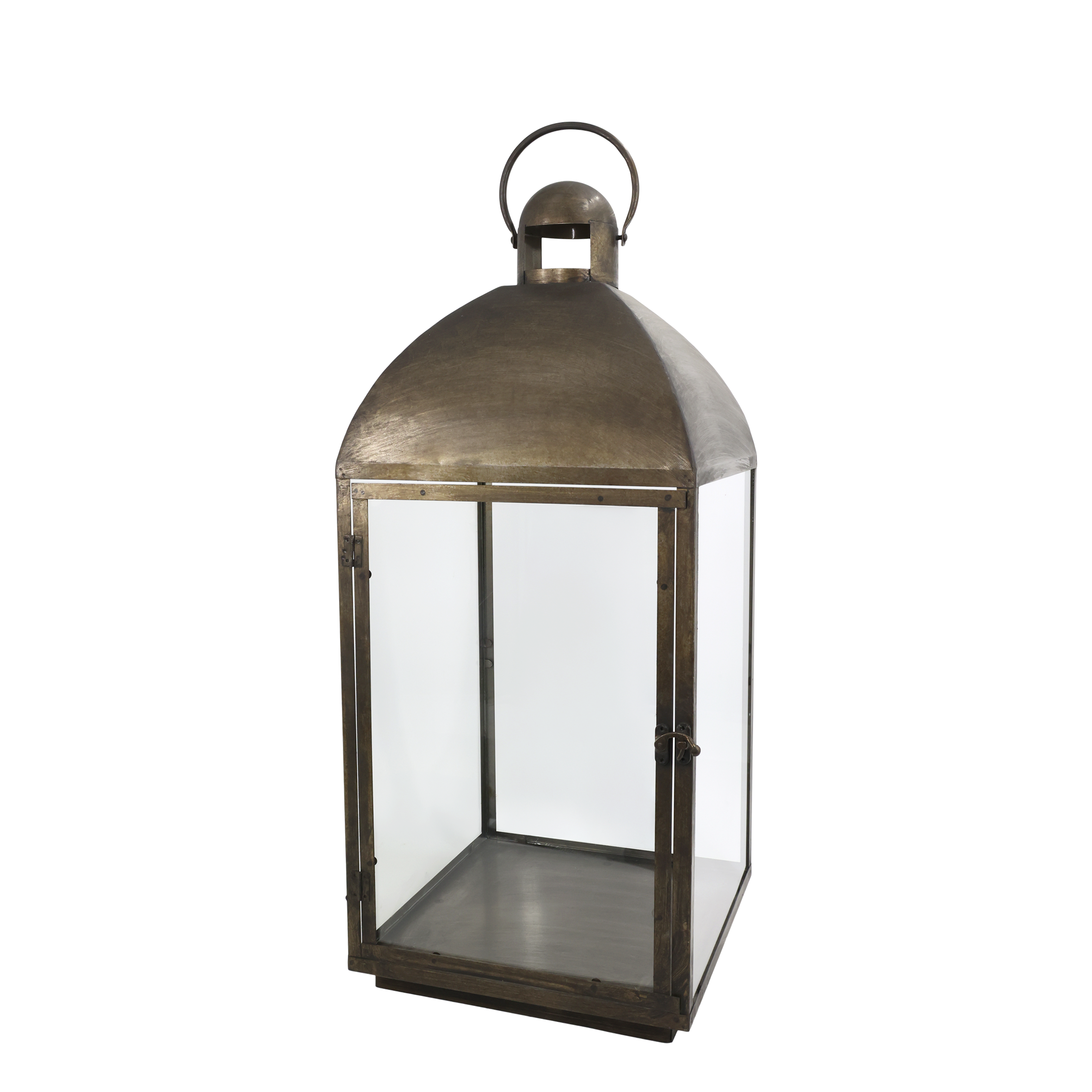 Lantern w. curved roof H82/L34/W34 cm antique brass