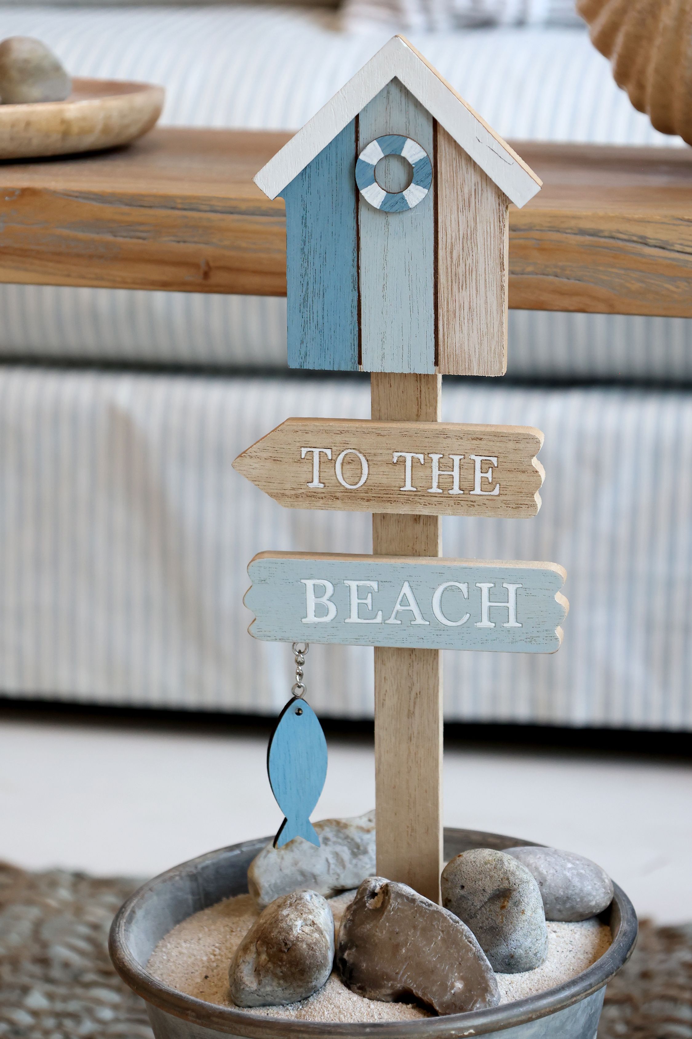 Schild To the Beach aus Holz, 40 cm hoch, ocean