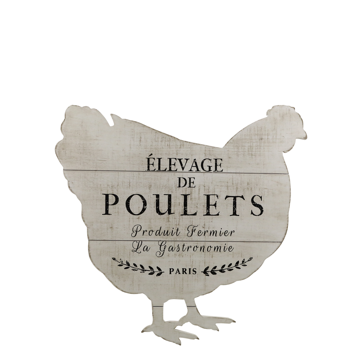 Schild Poulets aus Kiefernholz, 43 cm, creme