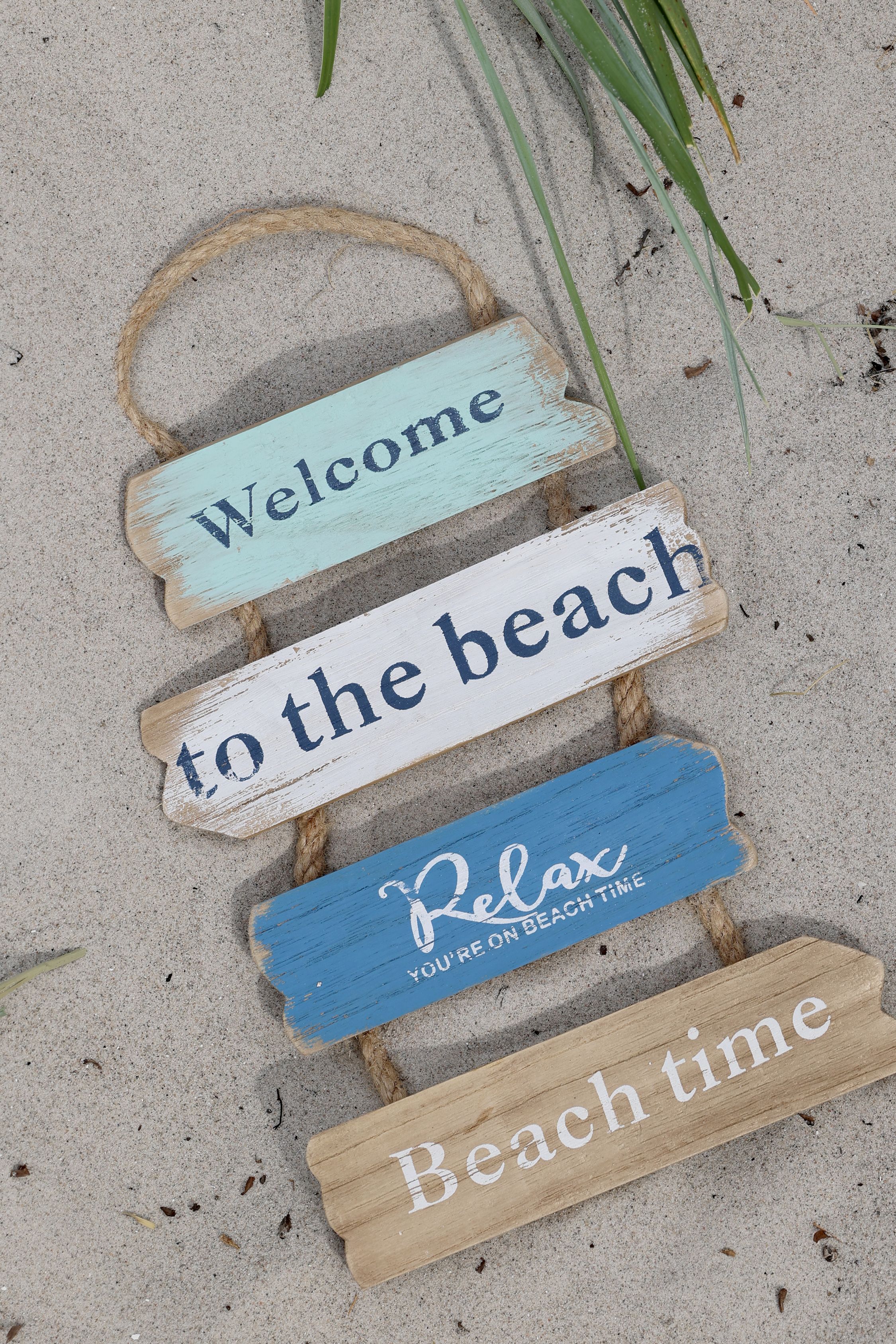 Schild Welcome aus MDF und Hanf, 35 cm hoch