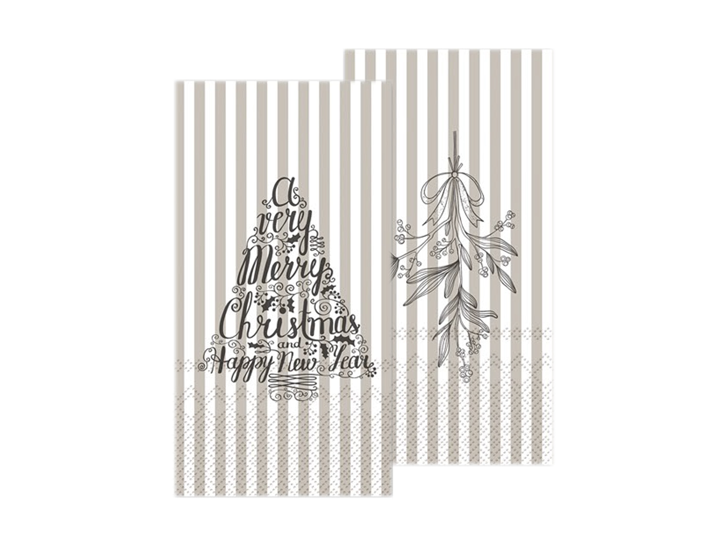 Napkin w. mistletoe & Christmas tree L20/W10 cm french grey