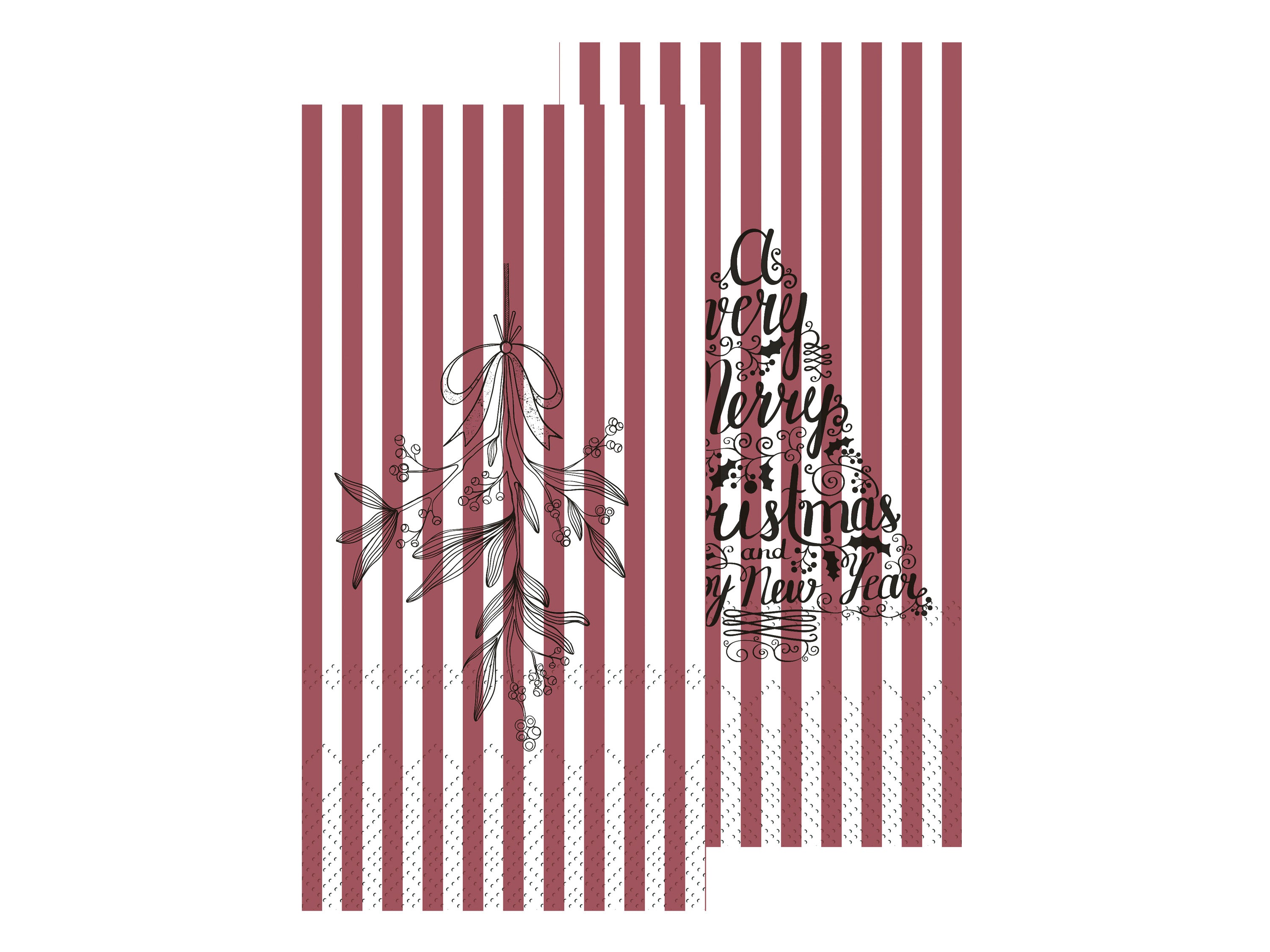 Napkin w. mistletoe & Christmas tree L20/W10 cm cherry