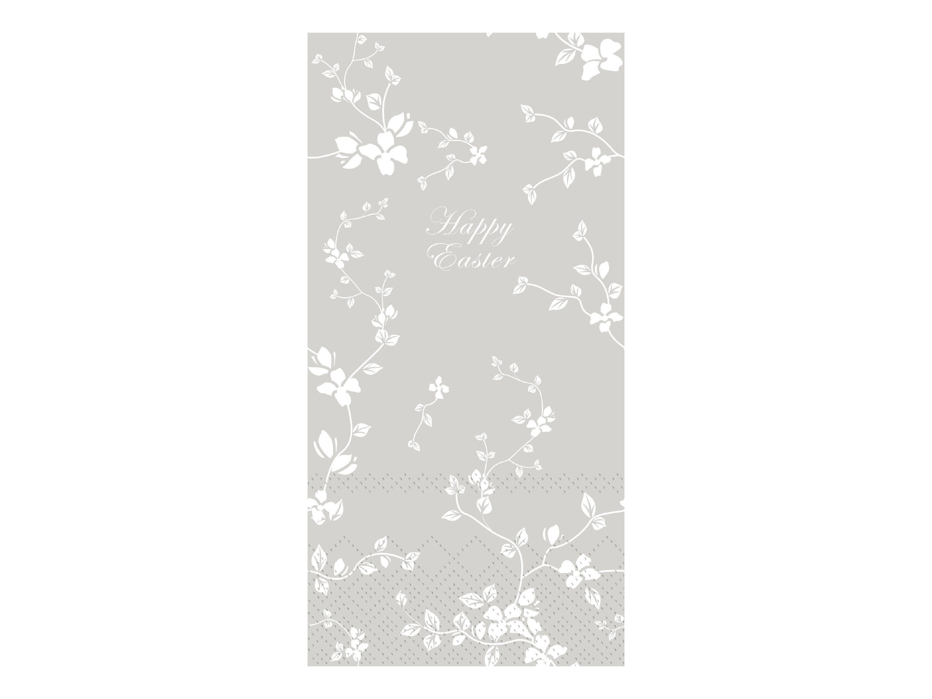 Napkin w. flowers Happy Easter L20/W10 cm French grey