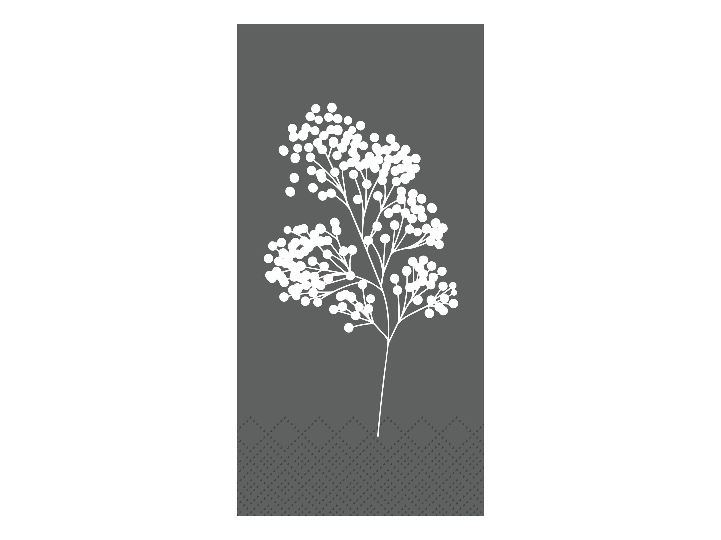 Napkin w. flowers L20/W10 cm coal