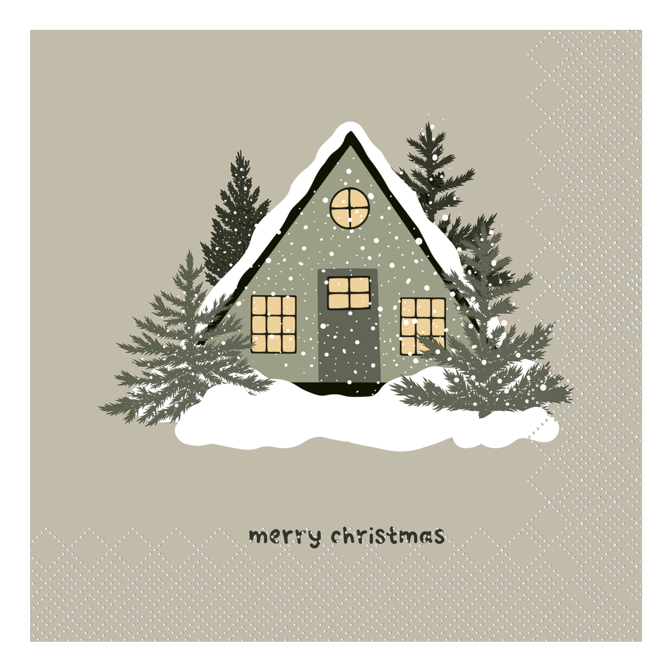 Napkin w. Merry Christmas L16/W16 cm latte