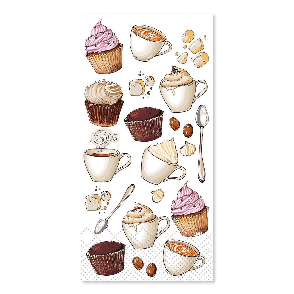 Servietten 40x40 cm mit Kuchenmotiv, 16 Stück, weiß