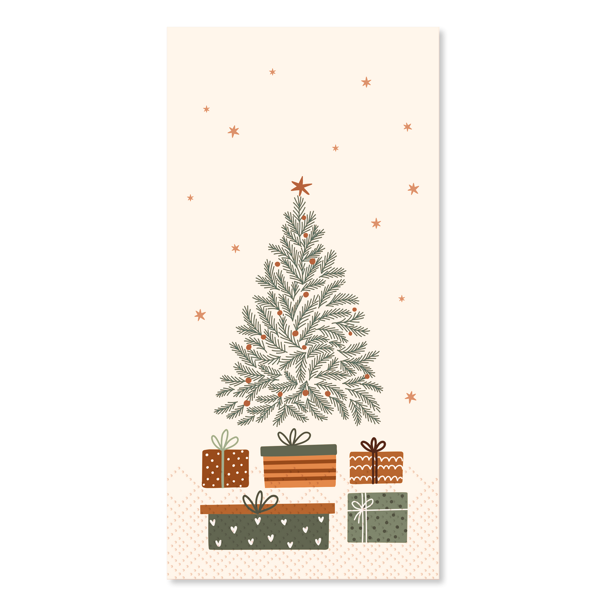 Servietten 40x40 cm mit Weihnachtsbaum und Geschenken, creme