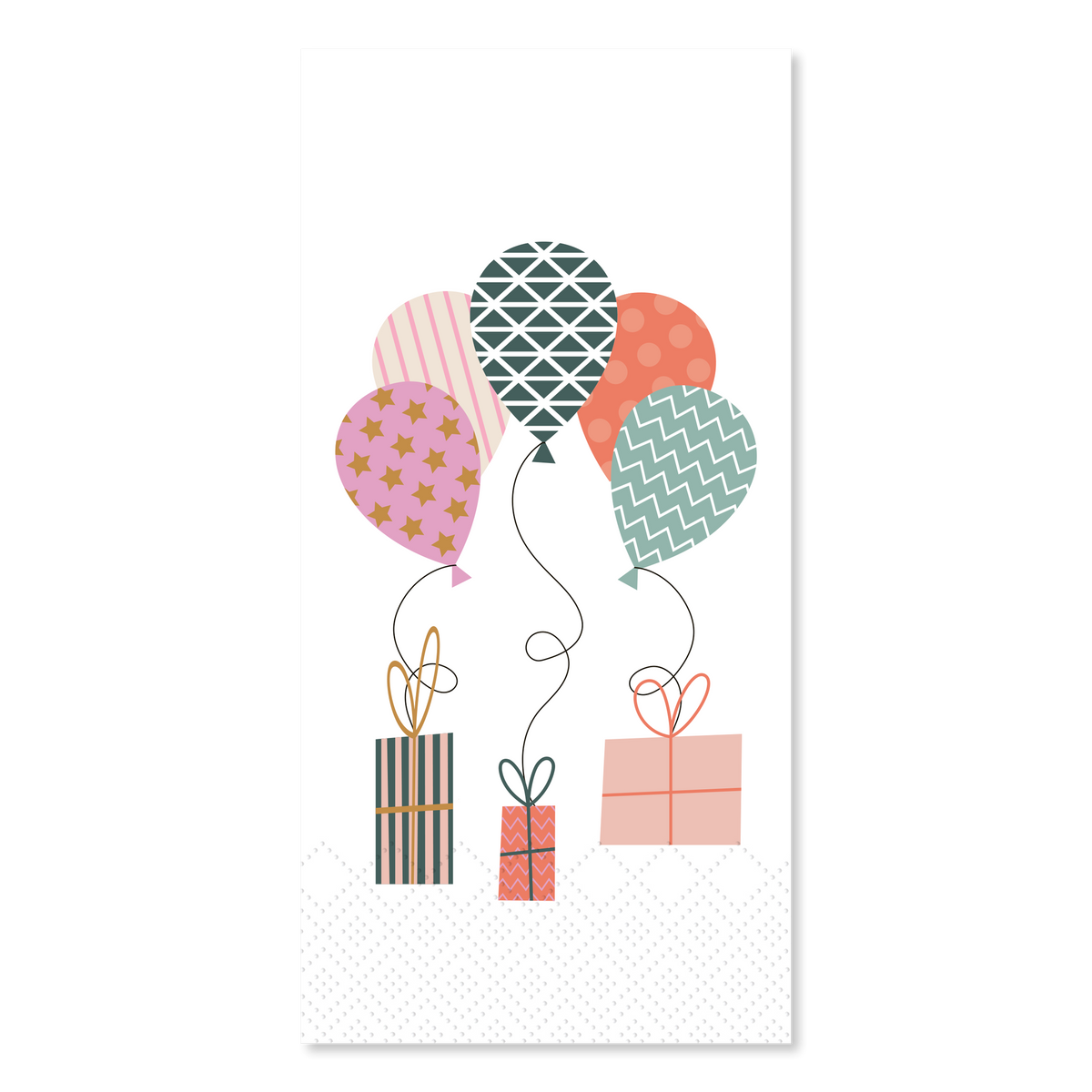 Servietten 40x40 mit Ballons und Geschenken, 16 Stück