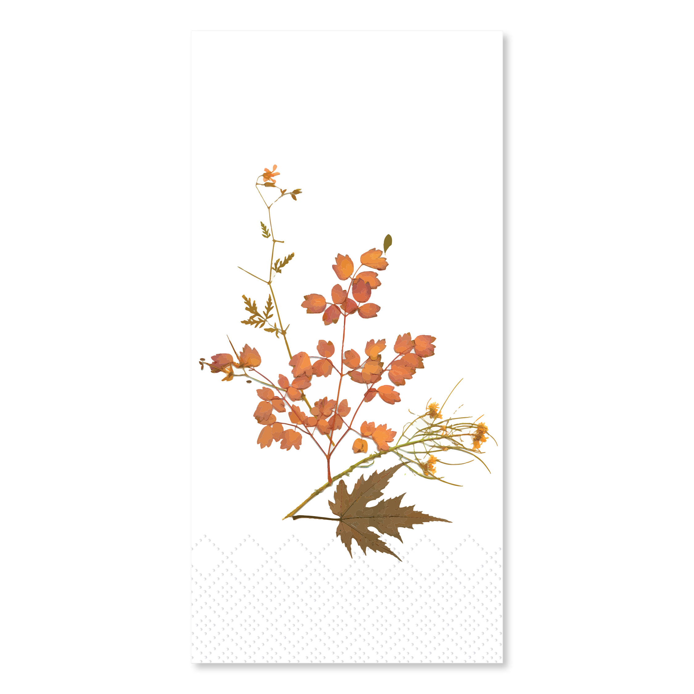 Napkin w. twigs & leaves L20/W10 cm white