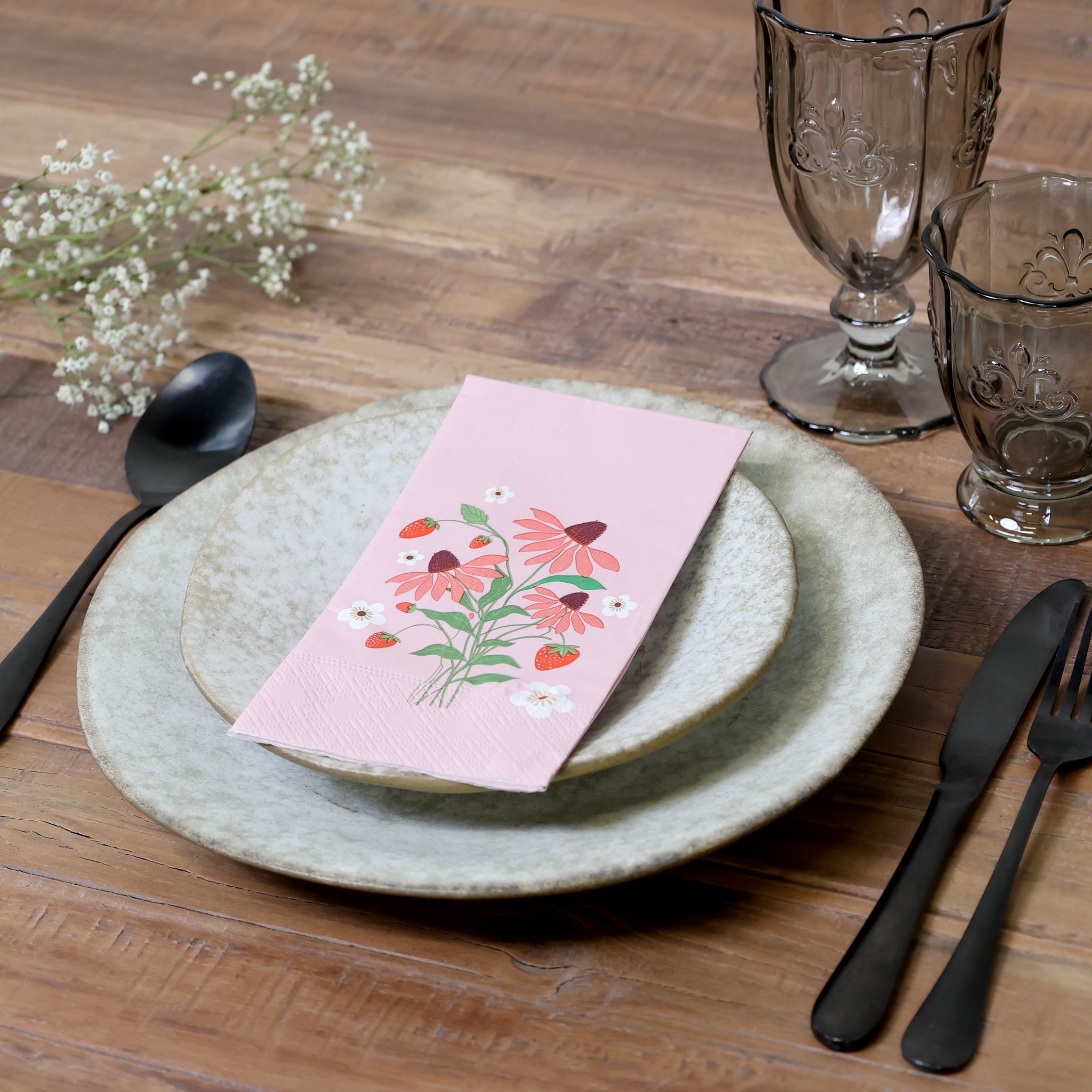 Servietten 40x40 mit Erdbeeren, 16 Stück, 3-lagig