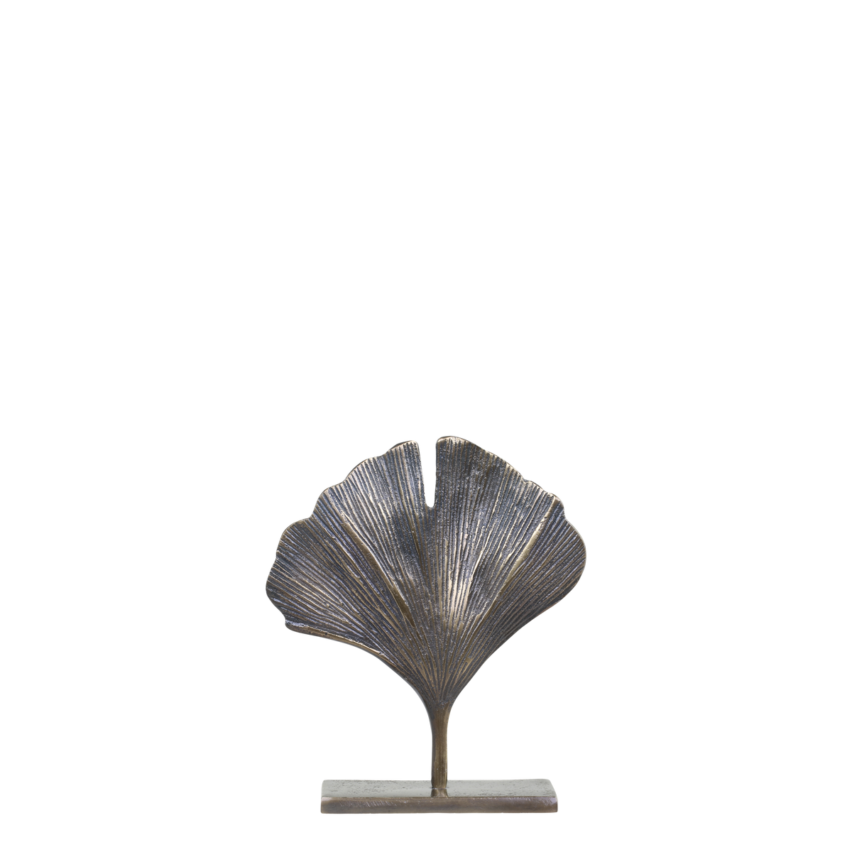 Deko auf Sideboard: Blatt aus Aluminium, Messing, 19,5 cm