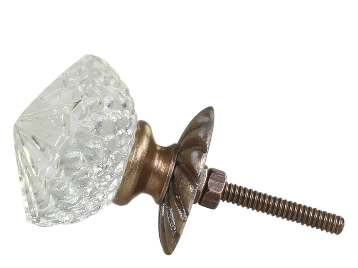 Griff mit Schliff aus Glas und Eisen, 3,5 cm