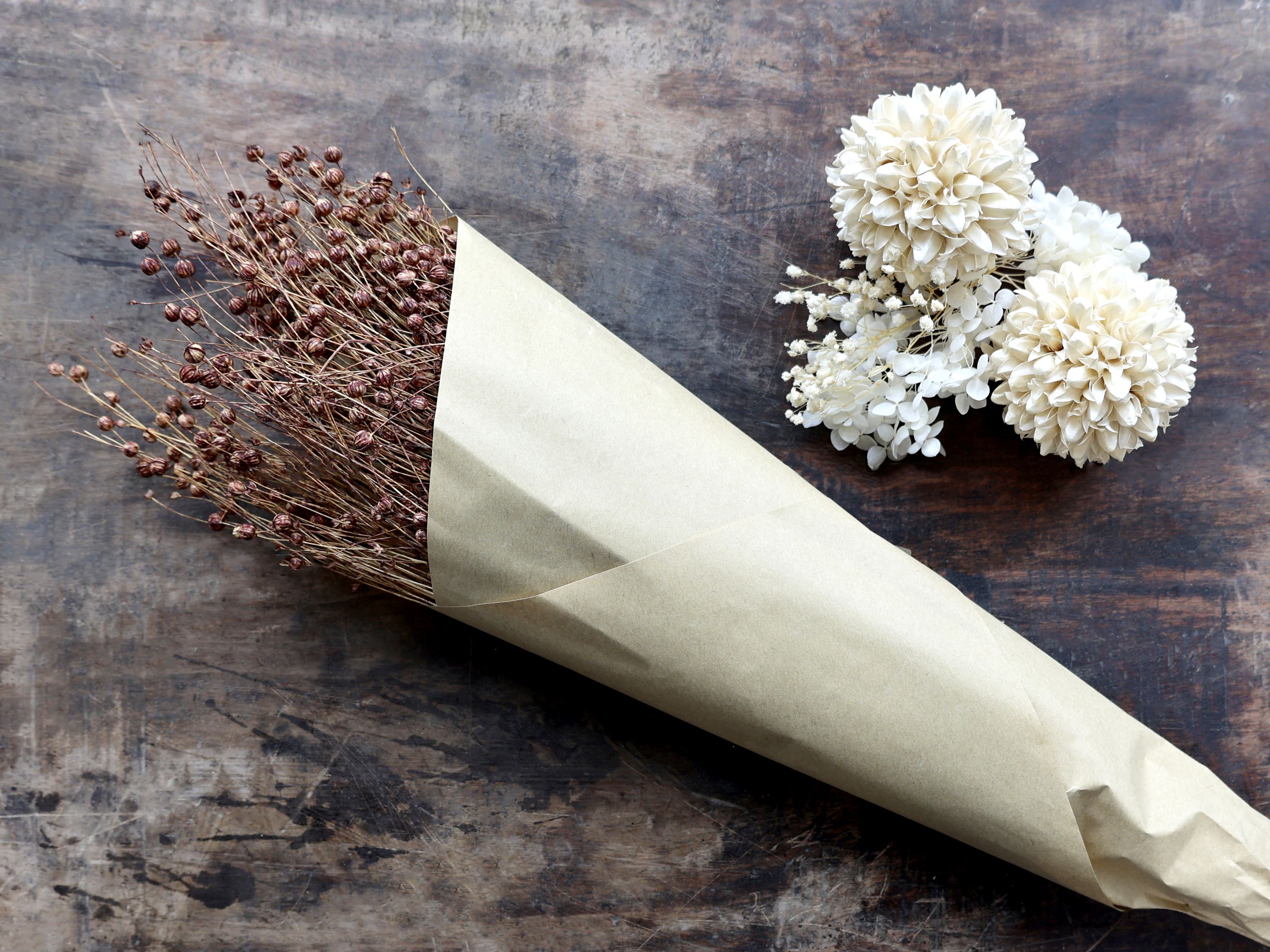 Getrocknete Blumen Fleur, 61 cm hoch, Taupe