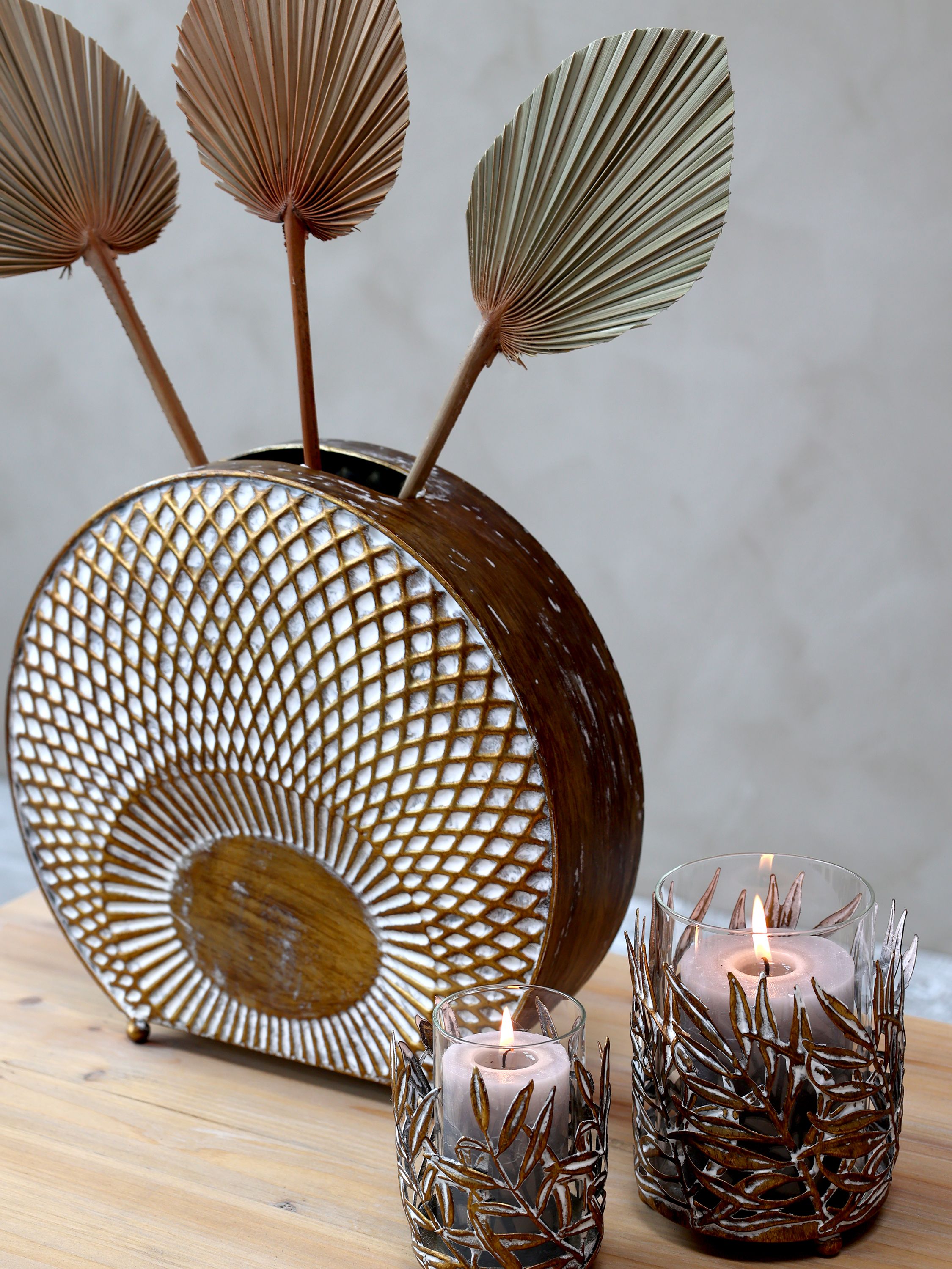 Getrocknete Blume als Palmenblatt, 40 cm hoch, natur