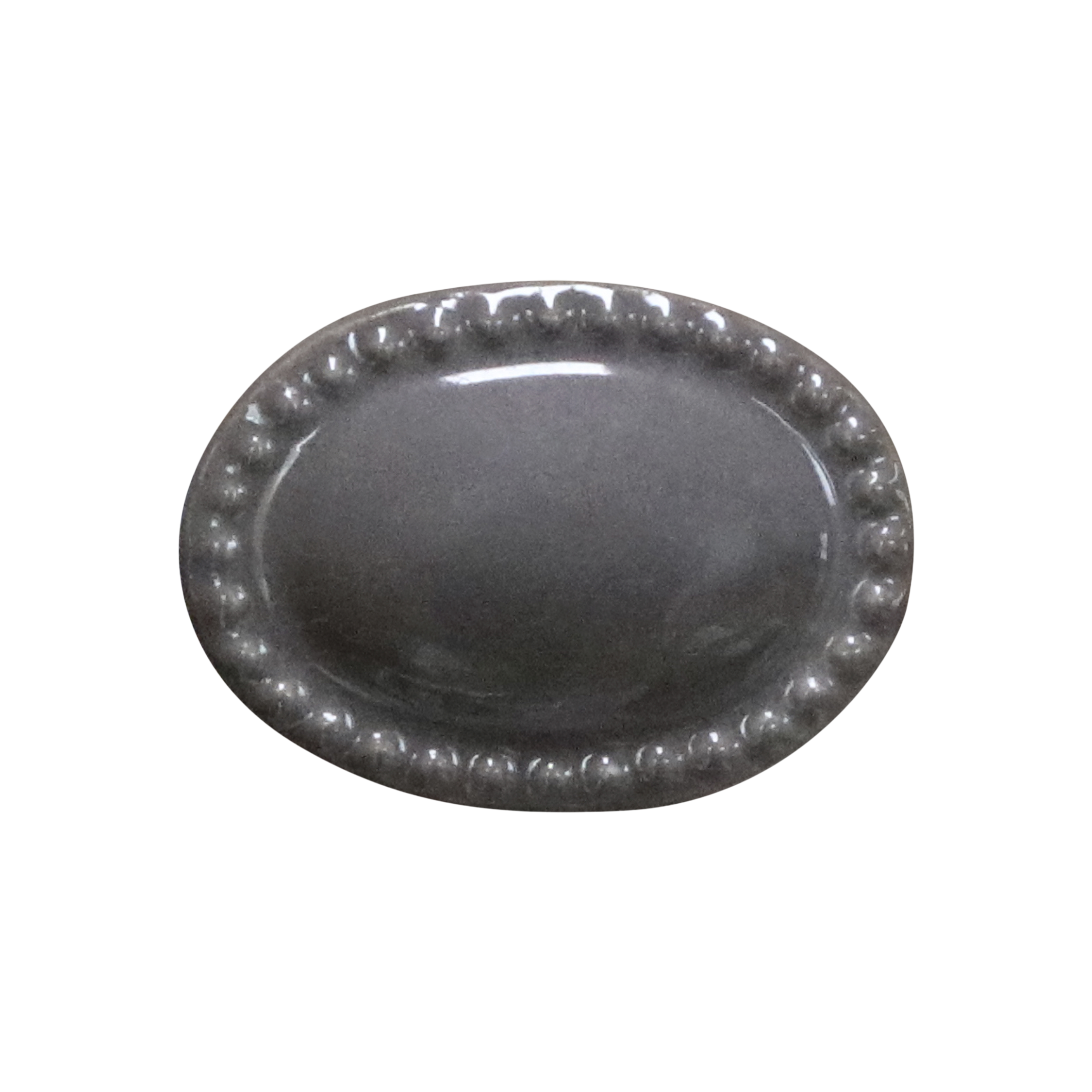 Knob w. pearl edge handmade H3/L4.5/W3.5 cm grey