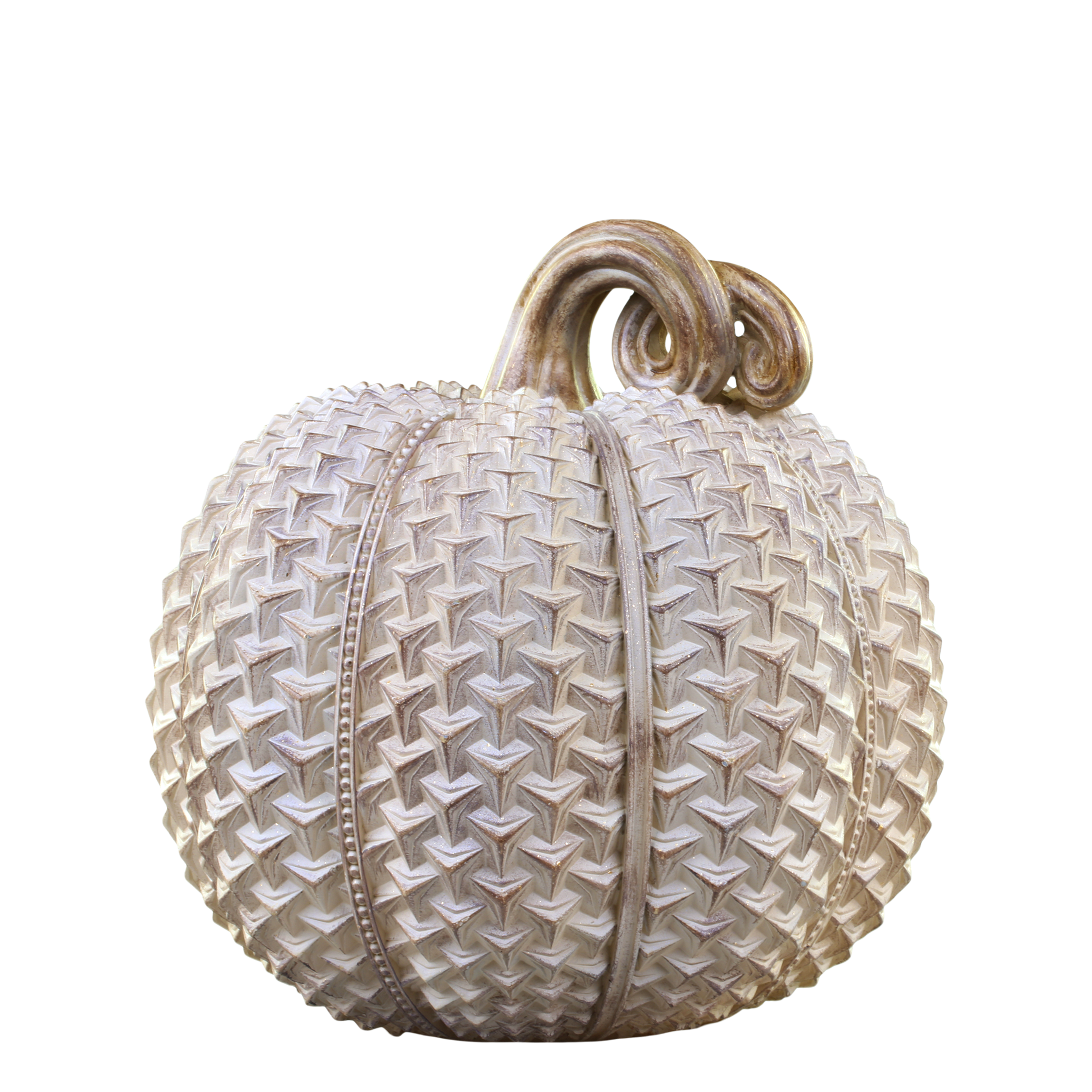 Kürbis-Dekoration aus Polyresin, 28 cm hoch, antique latte