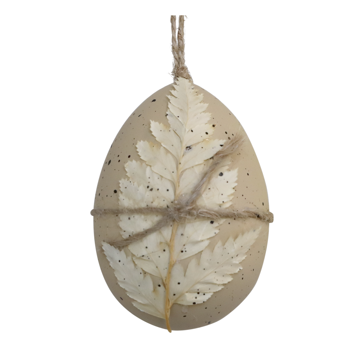 Osterei mit getrockneten Blumen, 7 cm hoch, honigfarben