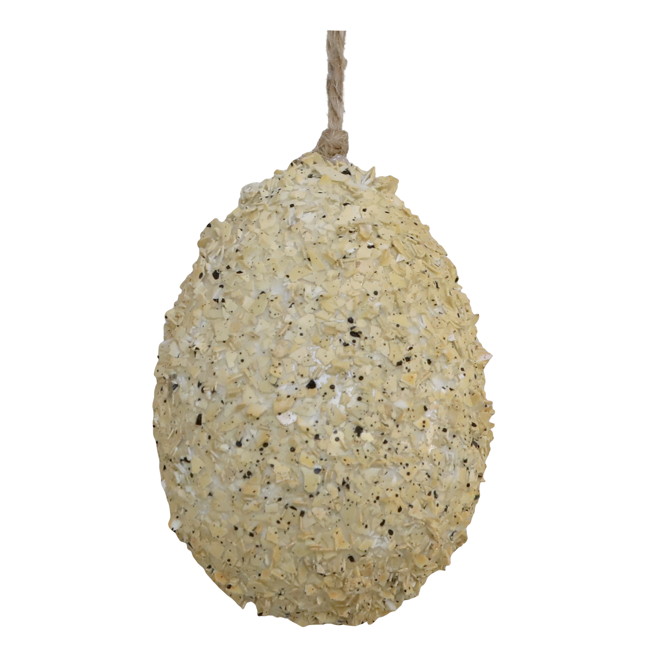 Osterei Deko aus Polystyrol mit Juteschnur, 7 cm hoch