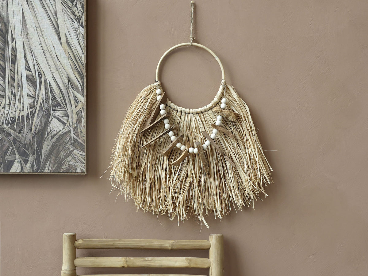 Boho Dekoration Wanddekor aus Palmenblatt, natur, 51 cm