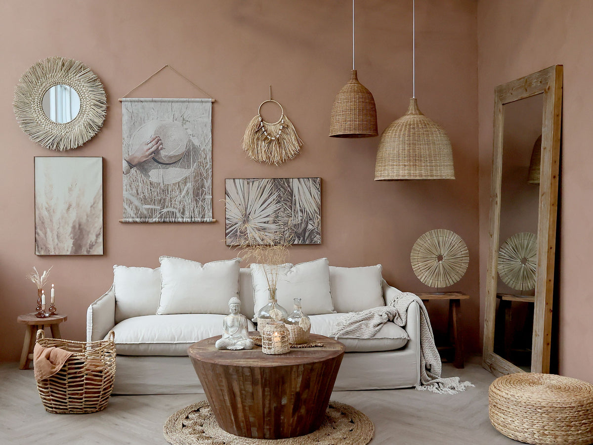 Boho Dekoration Wanddekor aus Palmenblatt, natur, 51 cm