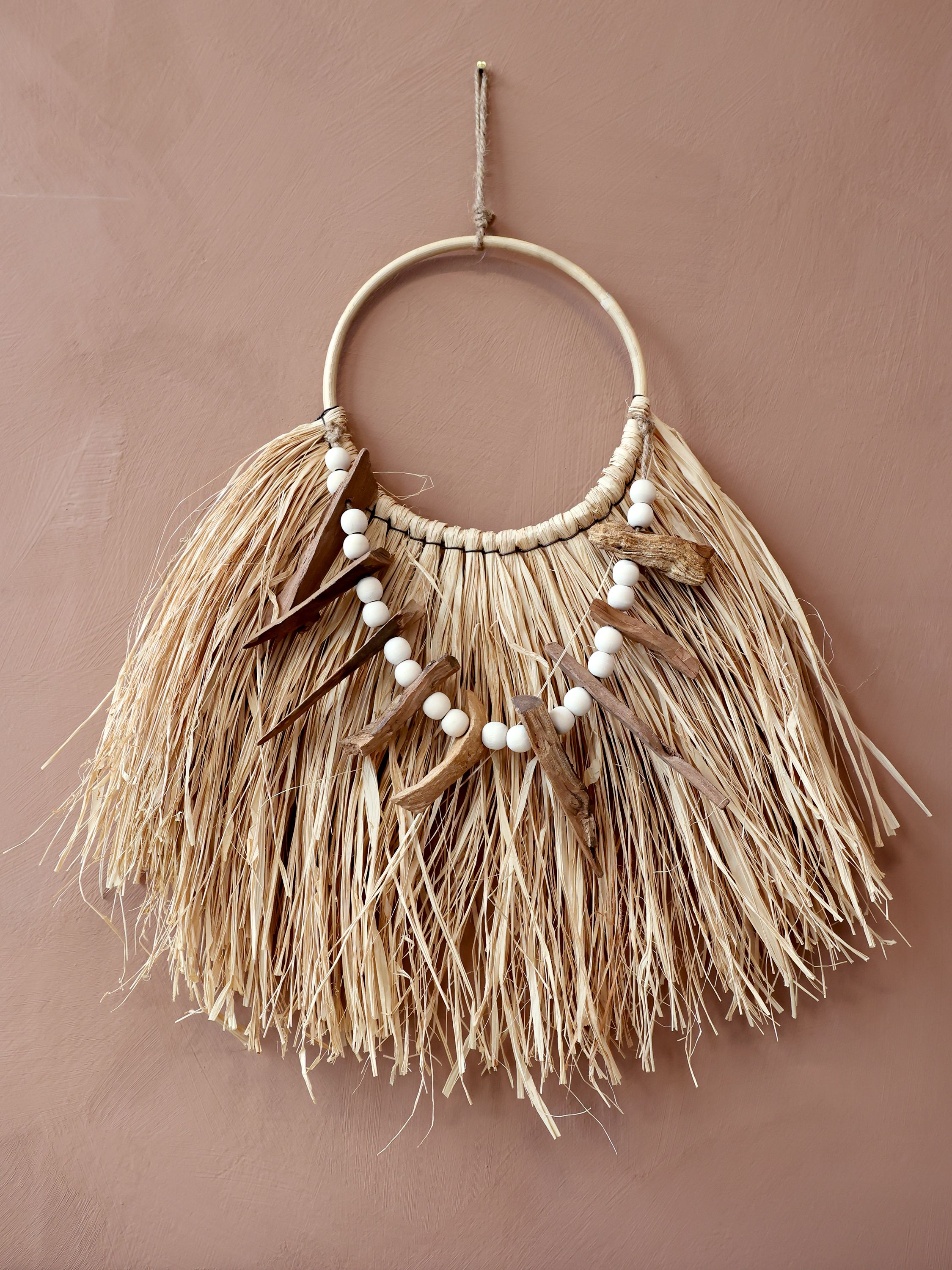 Boho Dekoration Wanddekor aus Palmenblatt, natur, 51 cm