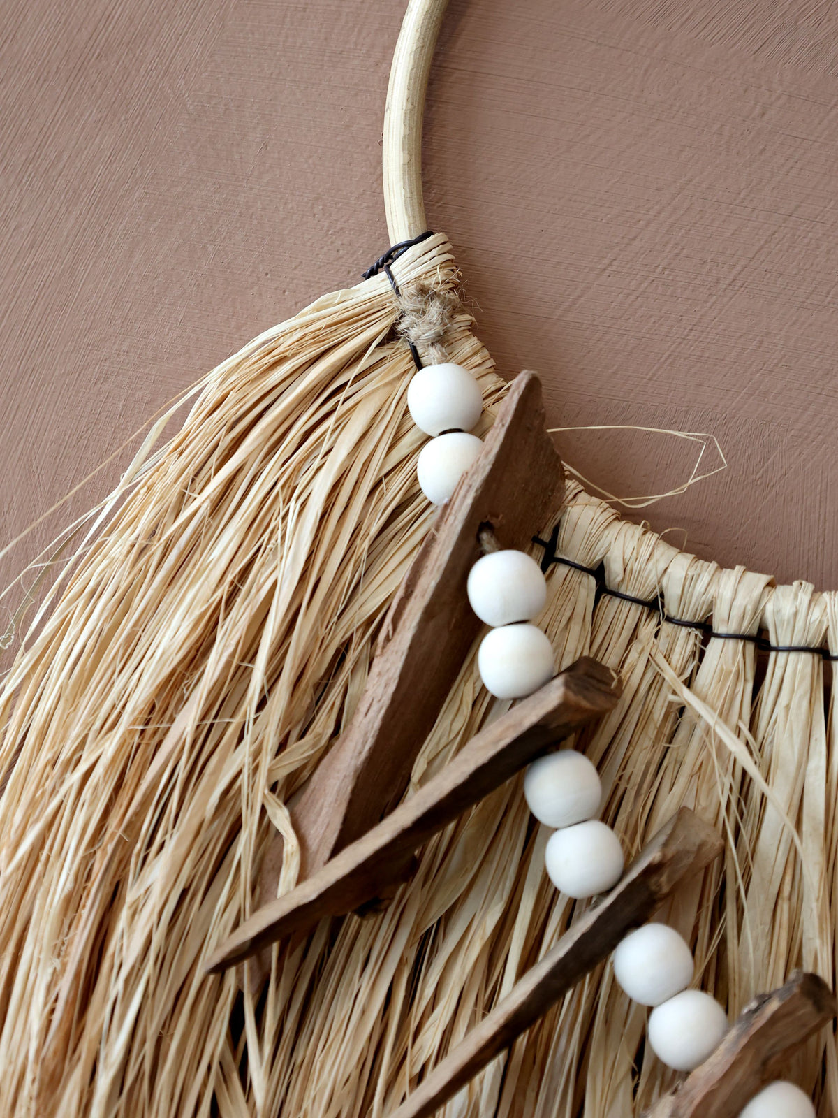 Boho Dekoration Wanddekor aus Palmenblatt, natur, 51 cm